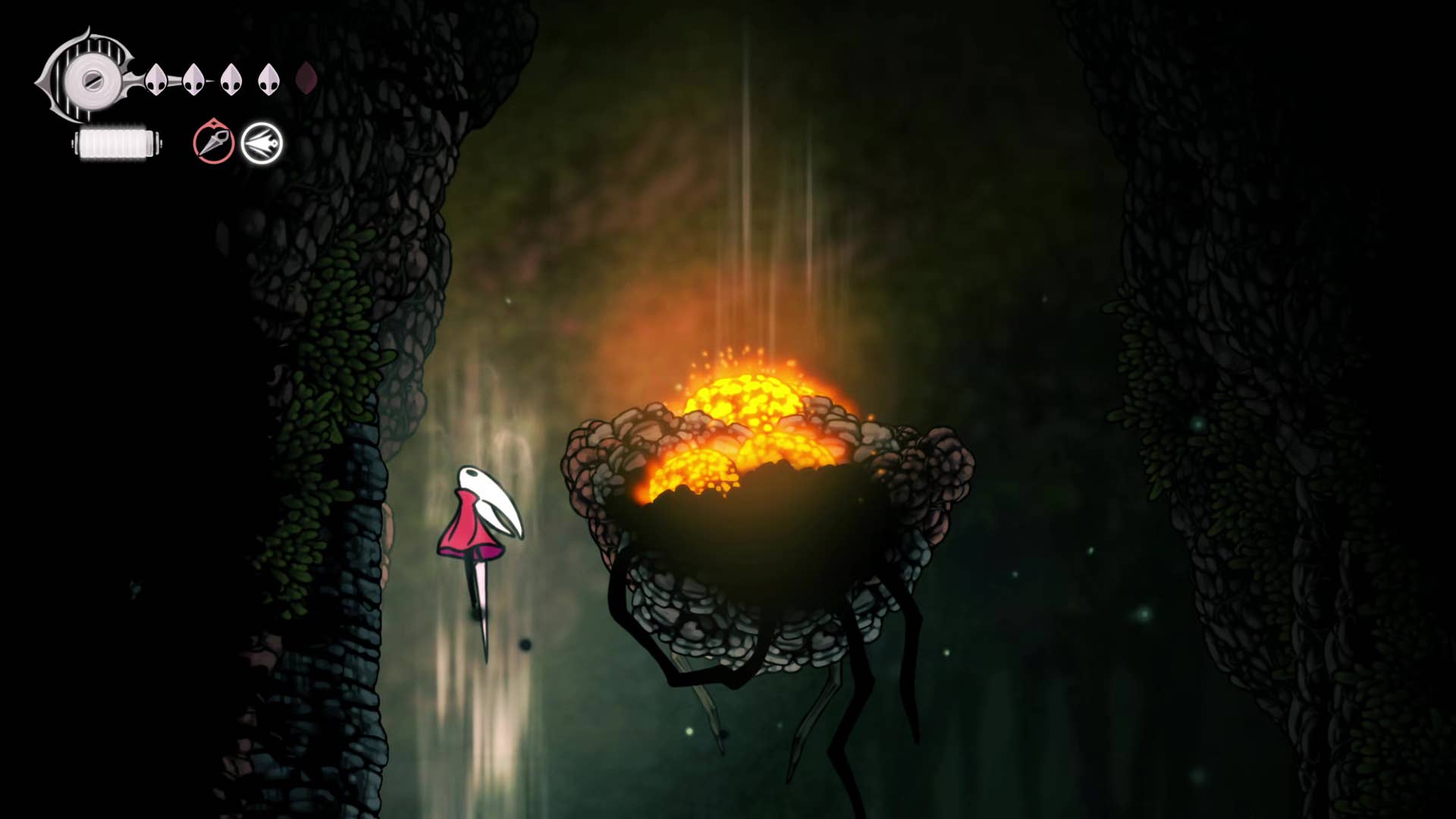 Screenshot of Hollow Knight: Silksong shows the path through the far field.