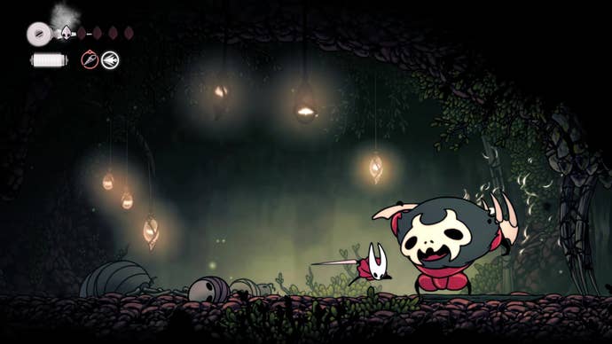 A screenshot of Hollow Knight: Silksong showing the path through Hunter's March.