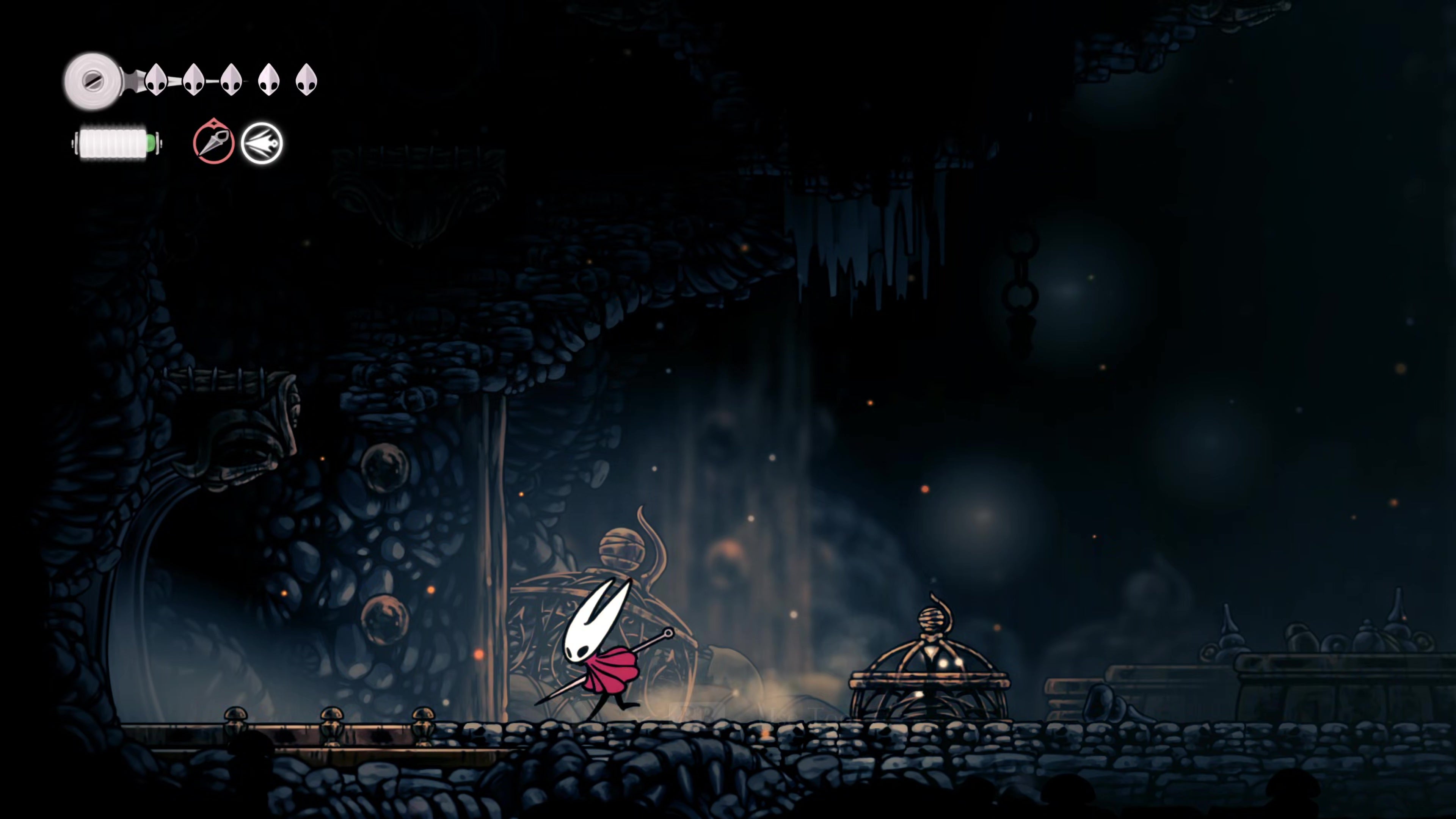 A screenshot of Hollow Knight: Silksong showing the path through Hunter's March. - 5