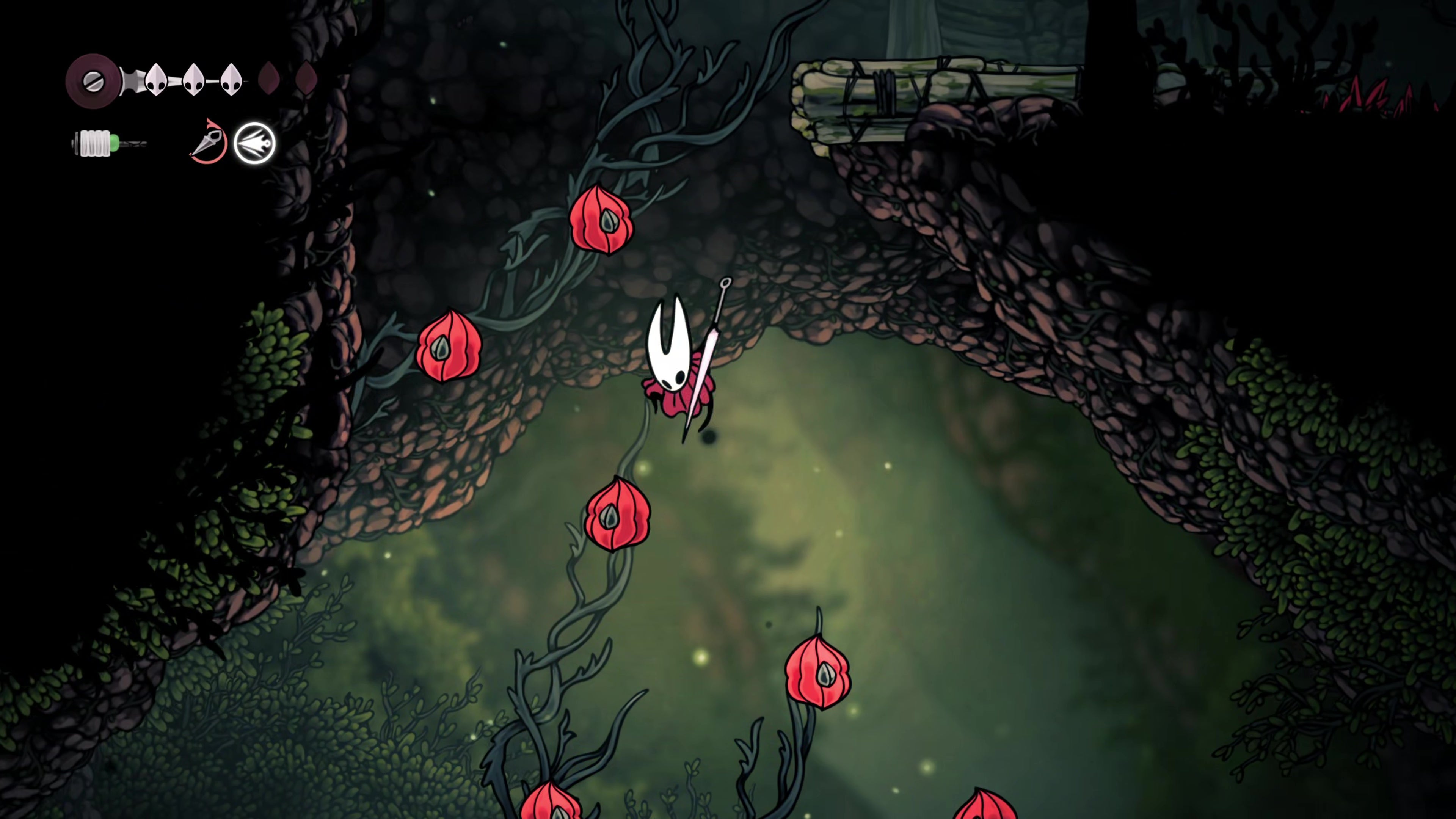 A screenshot of Hollow Knight: Silksong showing the path through Hunter's March. - 13
