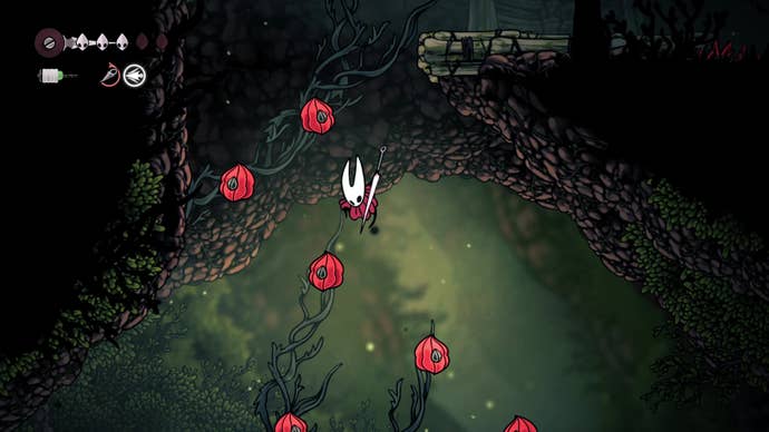 A screenshot of Hollow Knight: Silksong showing the path through Hunter's March.