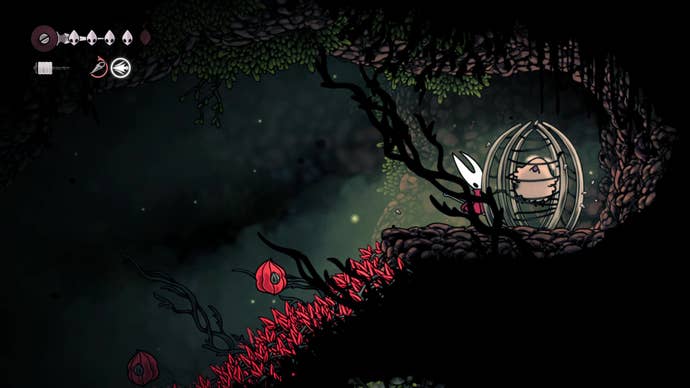 A screenshot of Hollow Knight: Silksong showing the path through Hunter's March.
