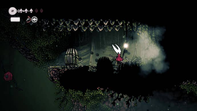 A screenshot of Hollow Knight: Silksong showing the path through Hunter's March.