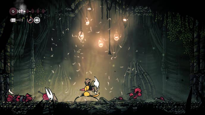A screenshot of Hollow Knight: Silksong showing the path through Hunter's March.