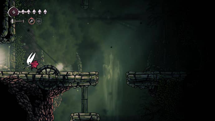 A screenshot of Hollow Knight: Silksong showing the path through Hunter's March.