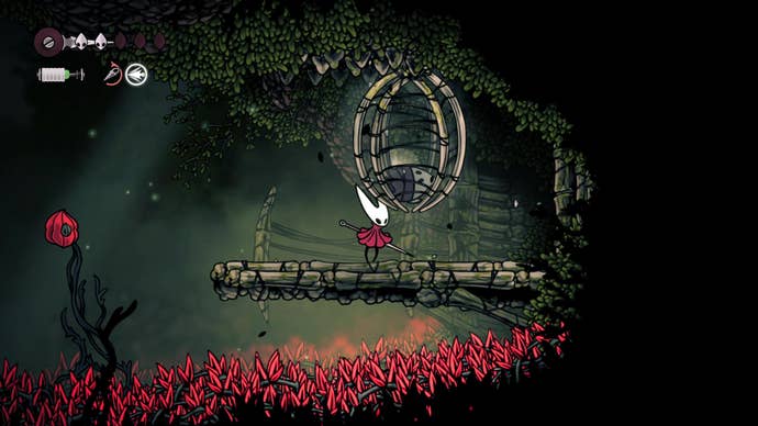 A screenshot of Hollow Knight: Silksong showing the path through Hunter's March.