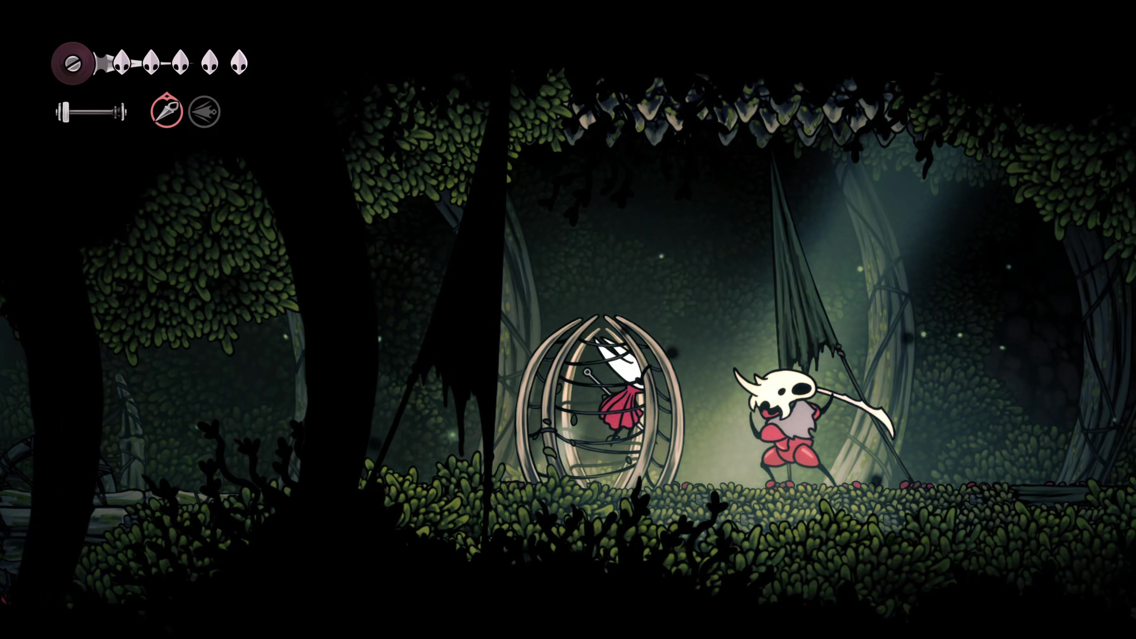 A screenshot of Hollow Knight: Silksong showing the path through Hunter's March. - 28