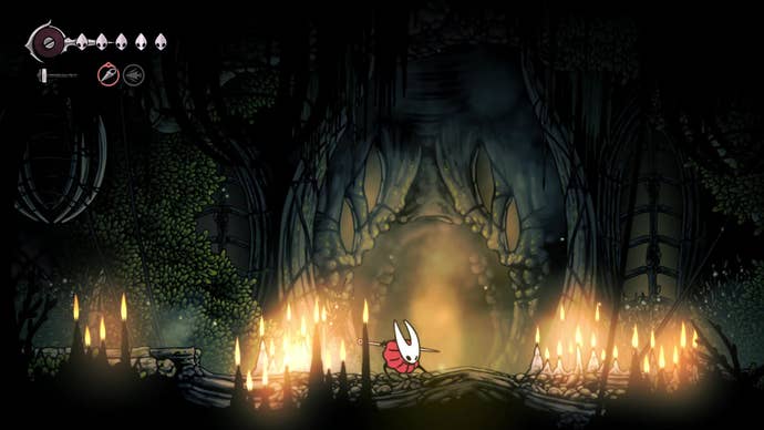 A screenshot of Hollow Knight: Silksong showing the path through Hunter's March.