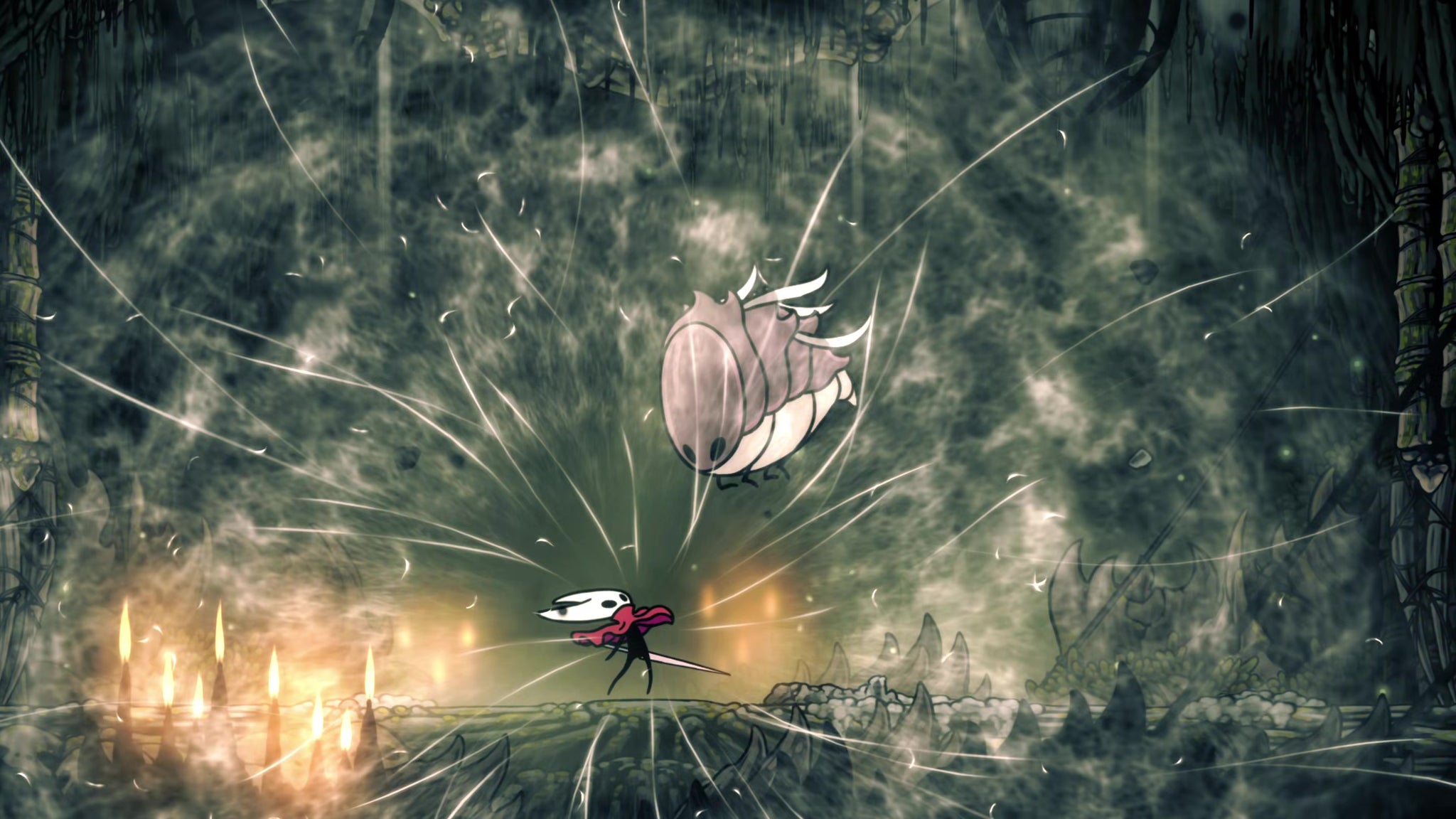 Hornet loses all of her Silk after taking one too many hits from the Savage Beastfly boss in Hollow Knight: Silksong. - 12