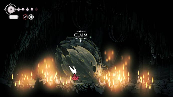 A screenshot of Hollow Knight: Silksong showing the path through Hunter's March.