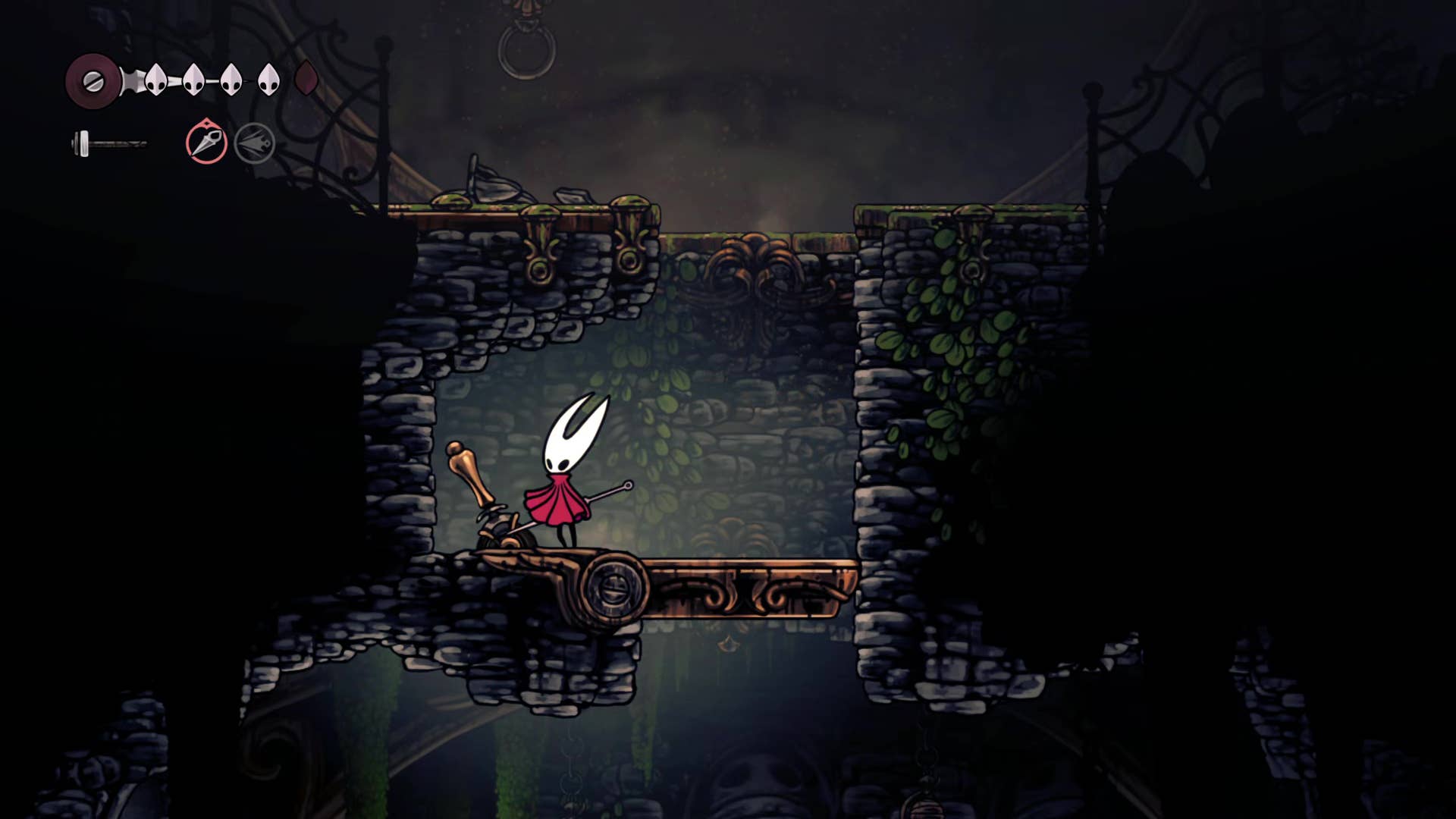 A screenshot of Hollow Knight: Silksong showing the path through the Wormways.