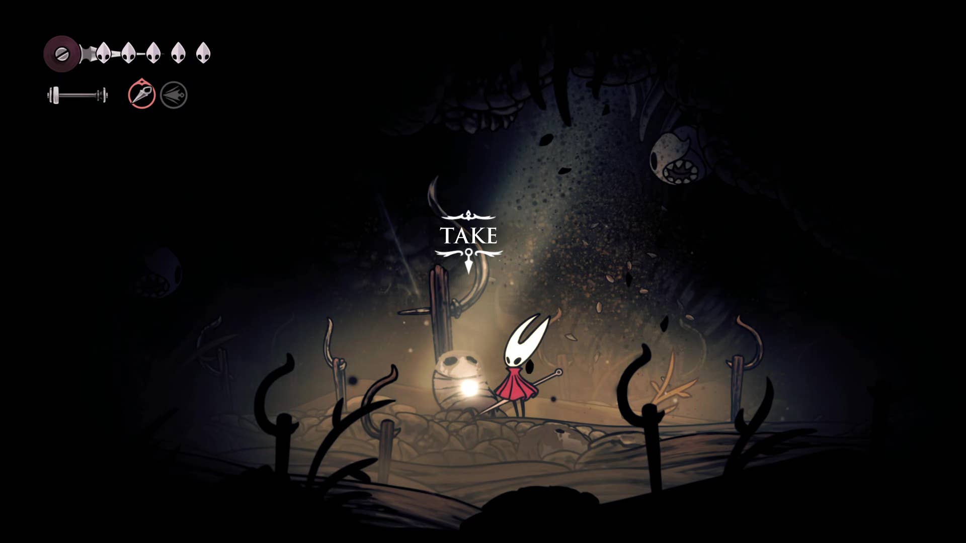 A screenshot of Hollow Knight: Silksong showing the path through the Wormways.