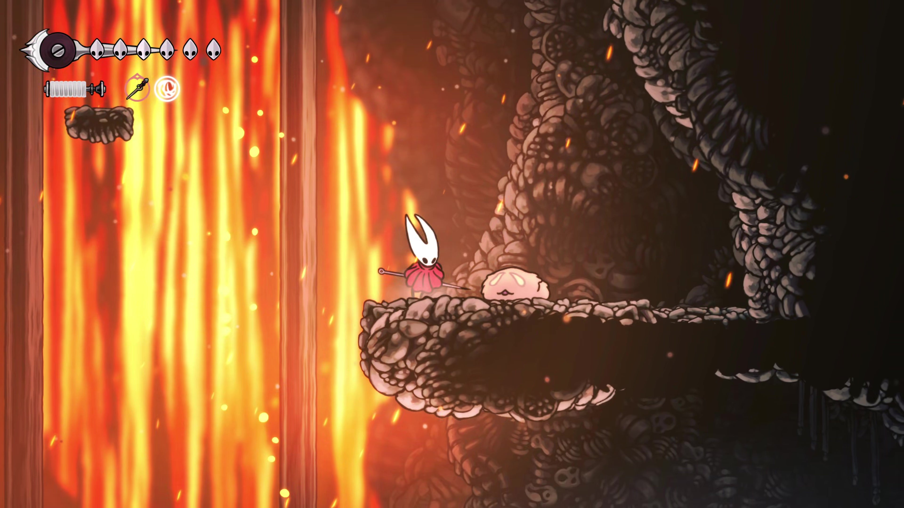 A screenshot of Hollow Knight: Silksong showing the path through the Deep Docks. - 8