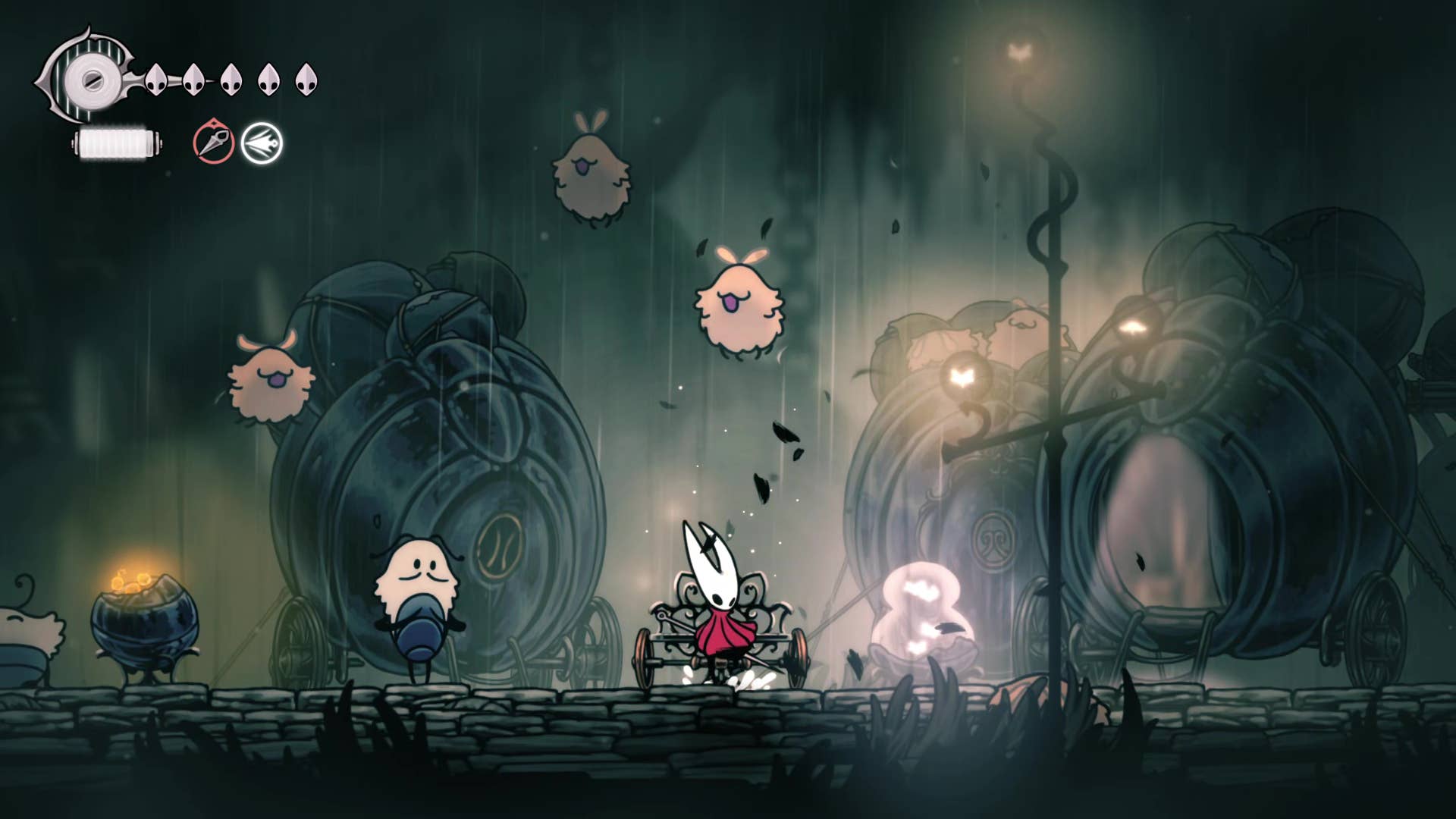Screenshot of Hollow Knight: Silksong showing the path through Bellhart.