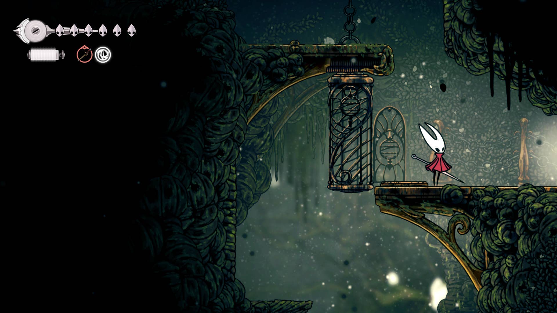 Screenshot of Hollow Knight: Silksong showing the path through Bellhart.
