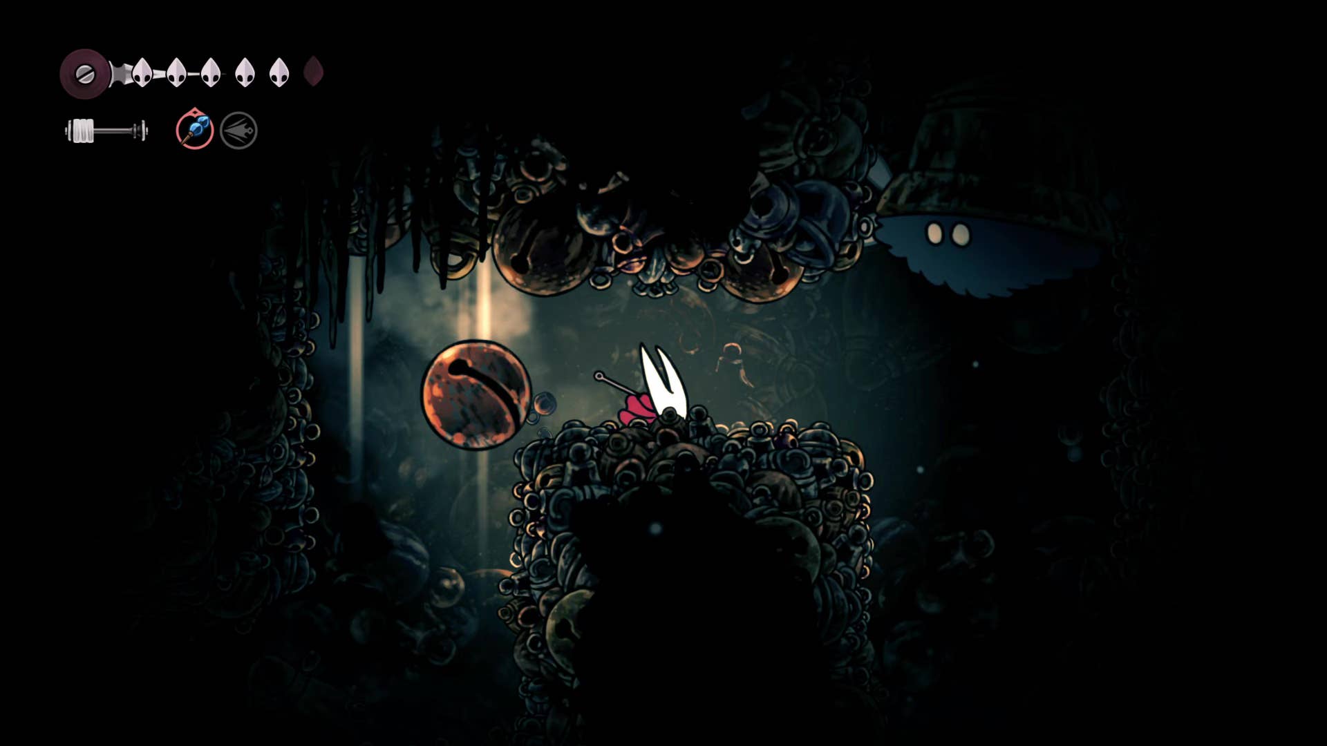 Screenshot of Hollow Knight: Silksong showing the path through Bellhart.