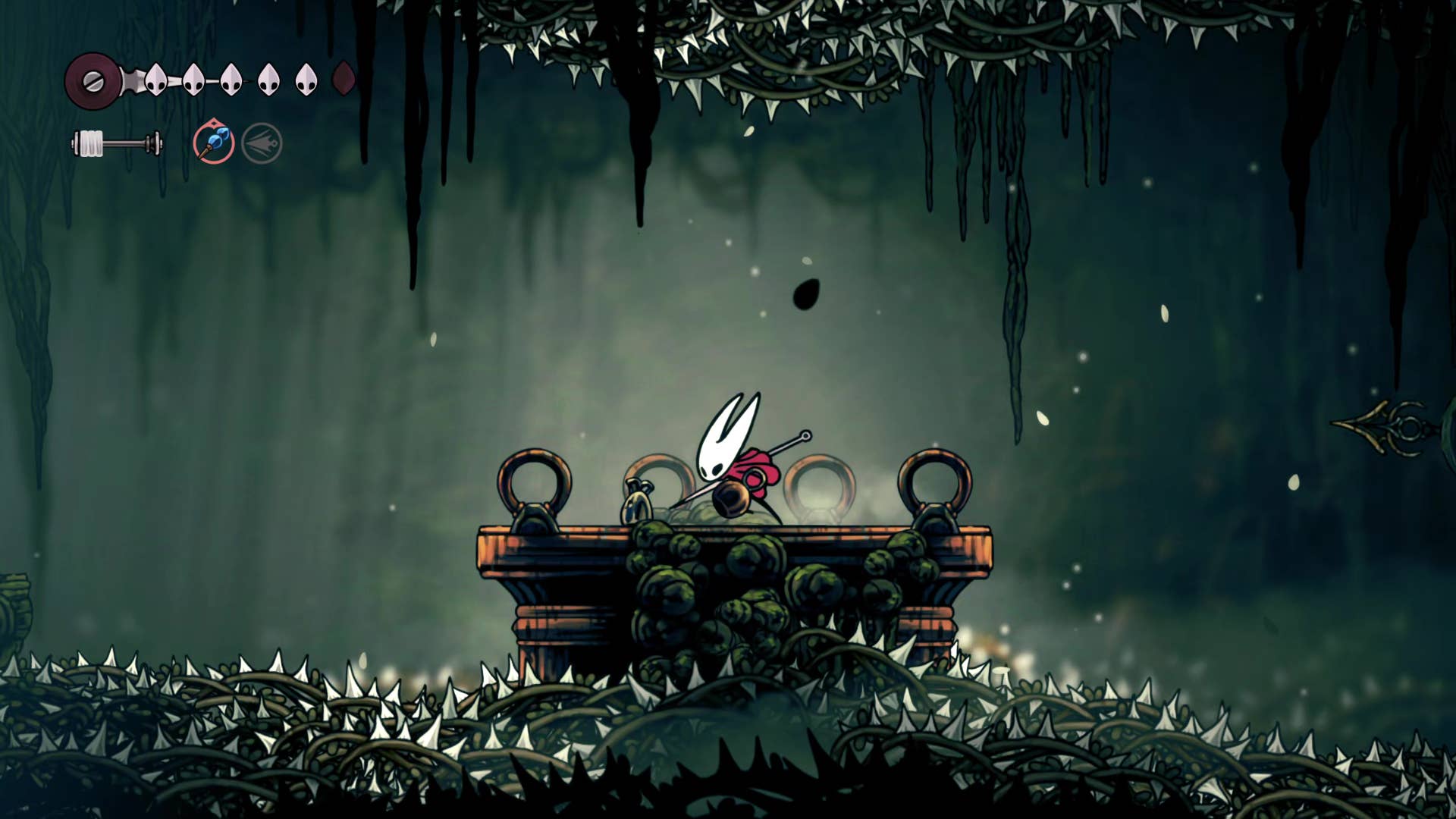 Screenshot of Hollow Knight: Silksong showing the path through Bellhart.