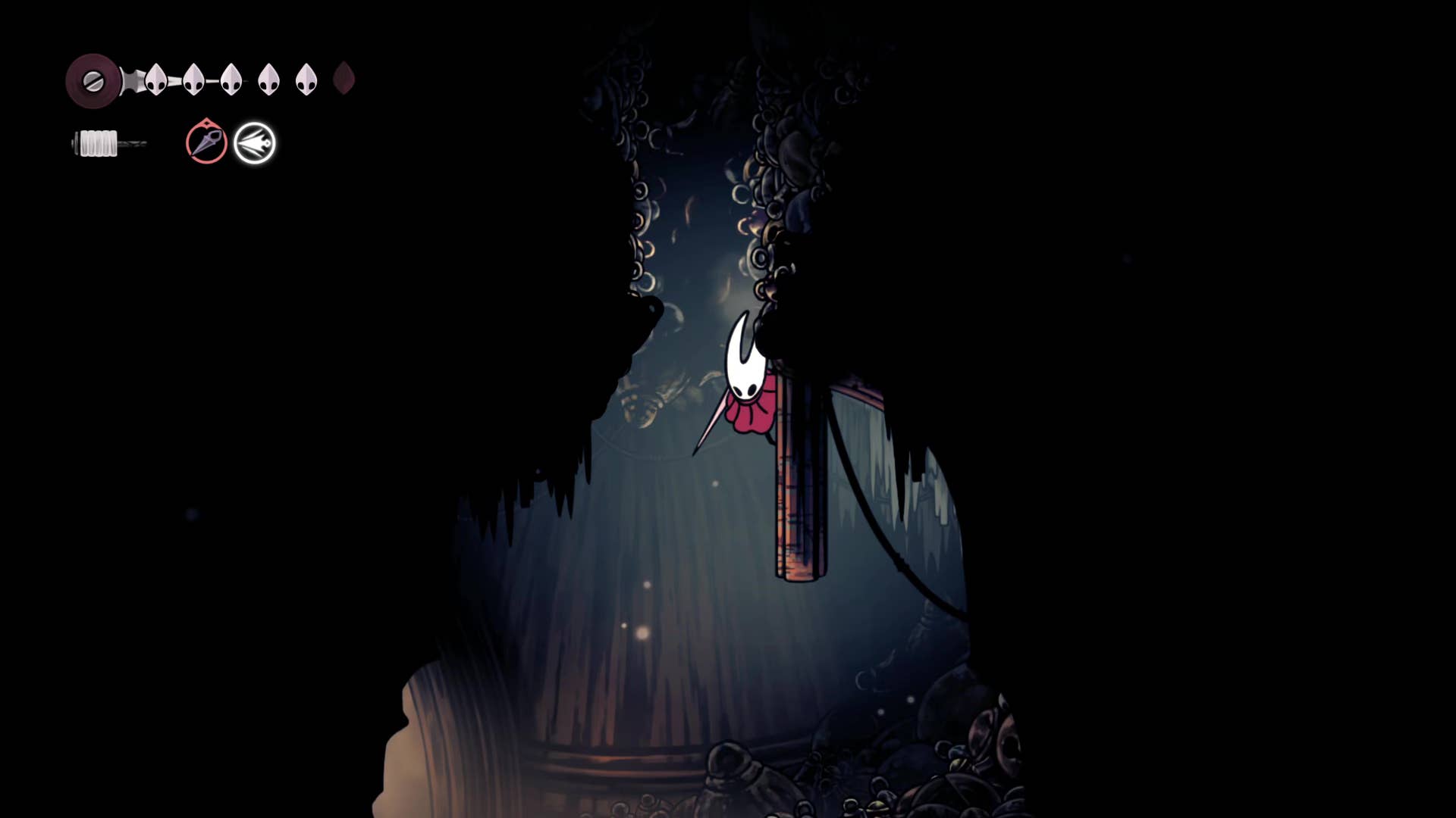 Screenshot of Hollow Knight: Silksong showing the path through Bellhart.