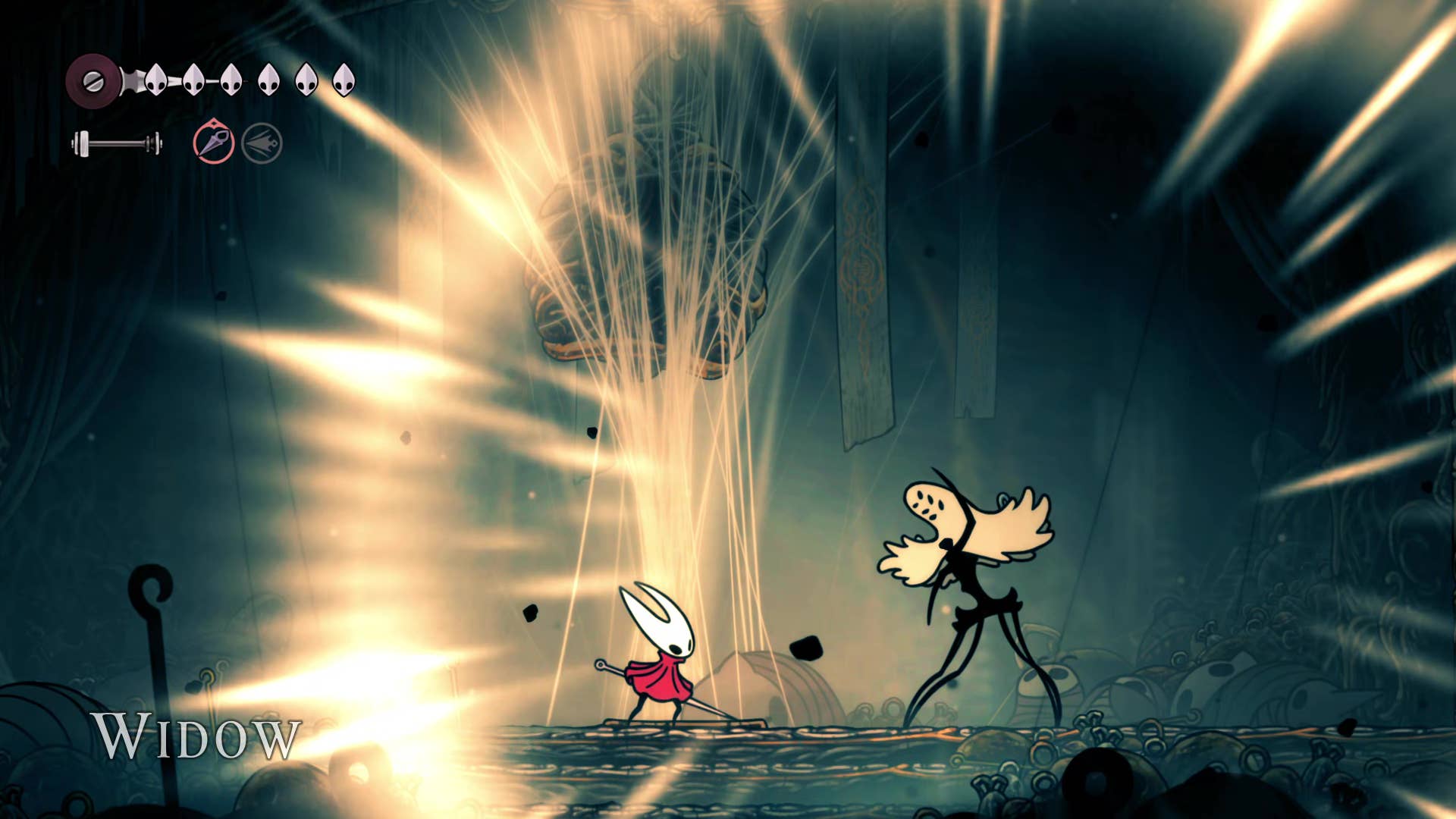Screenshot of Hollow Knight: Silksong showing the path through Bellhart.