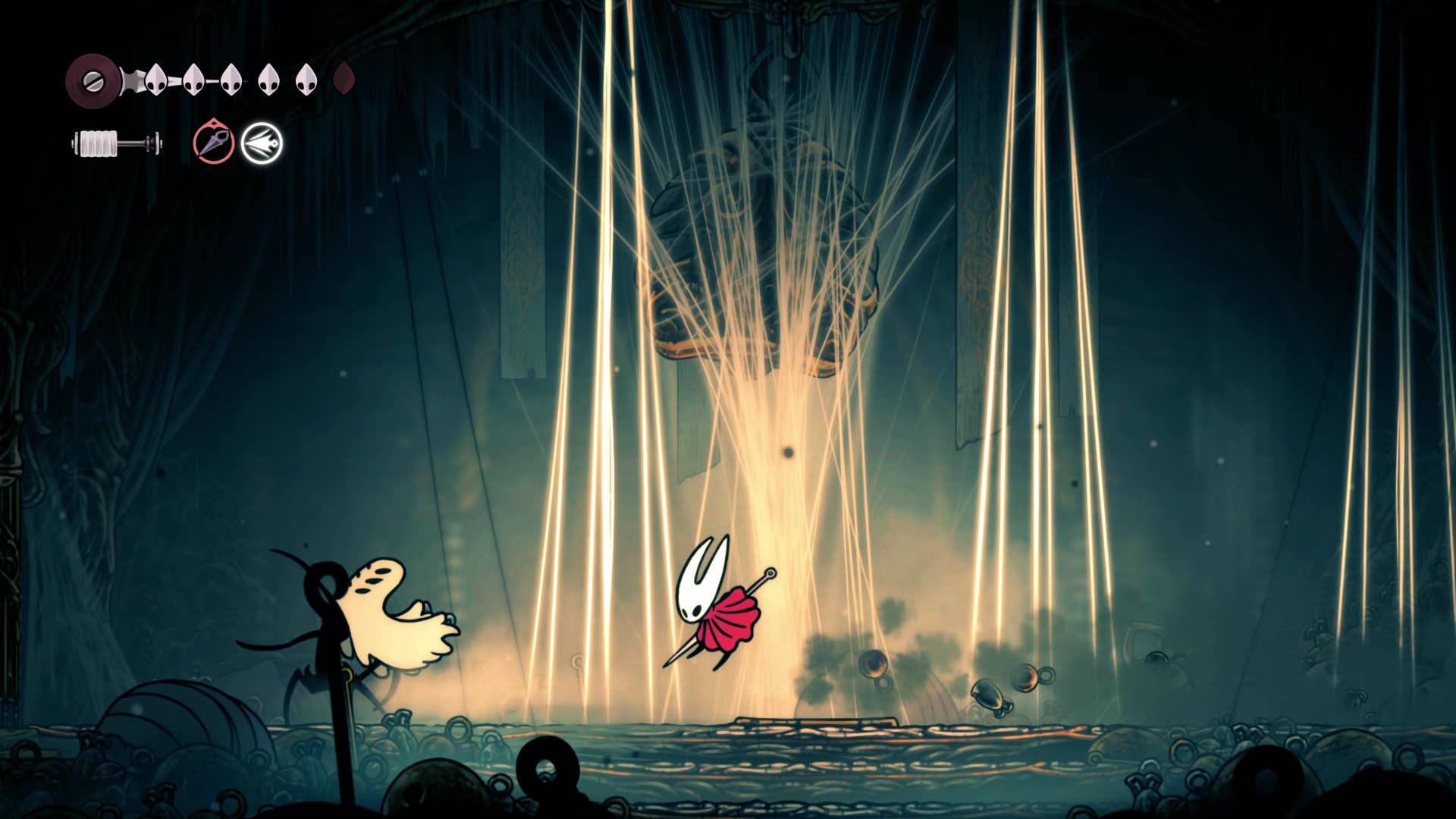 Screenshot of Hollow Knight: Silksong showing the path through Bellhart.