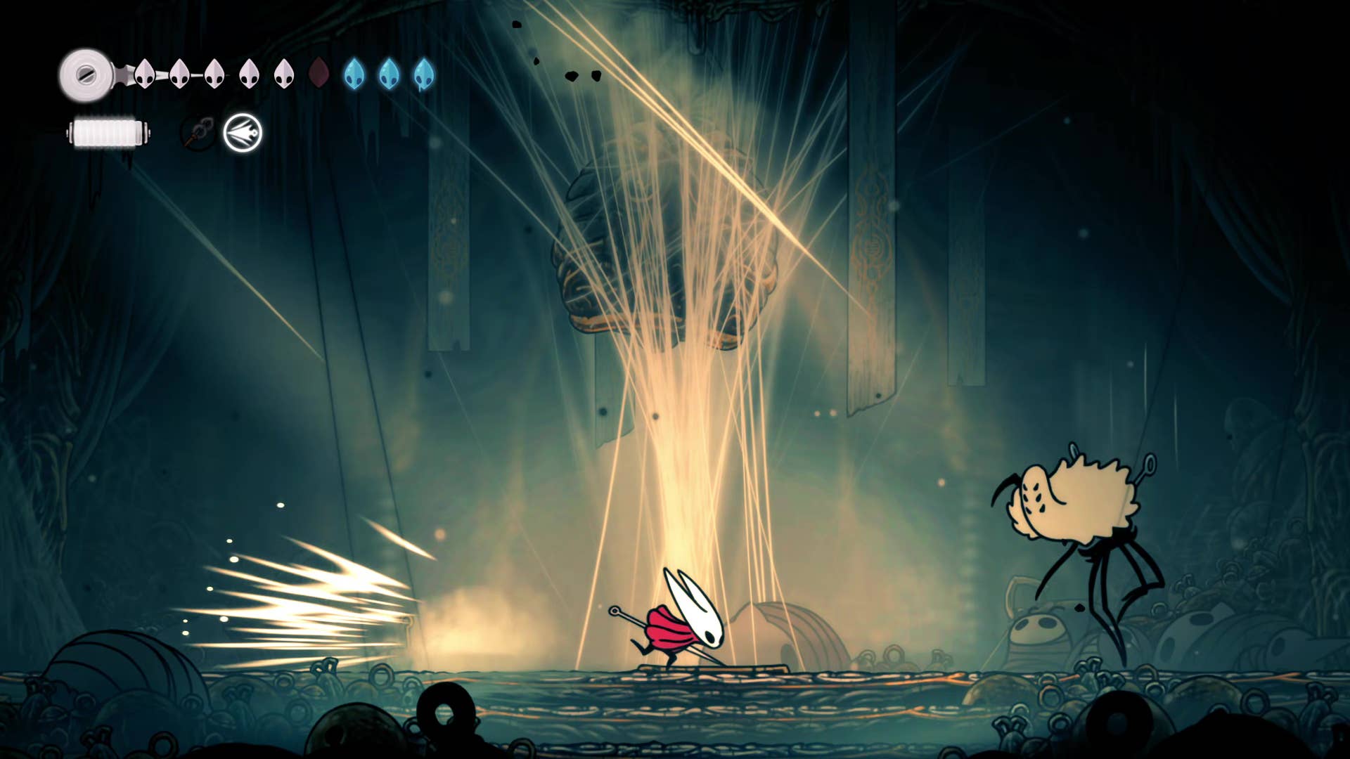 Screenshot of Hollow Knight: Silksong showing the path through Bellhart.