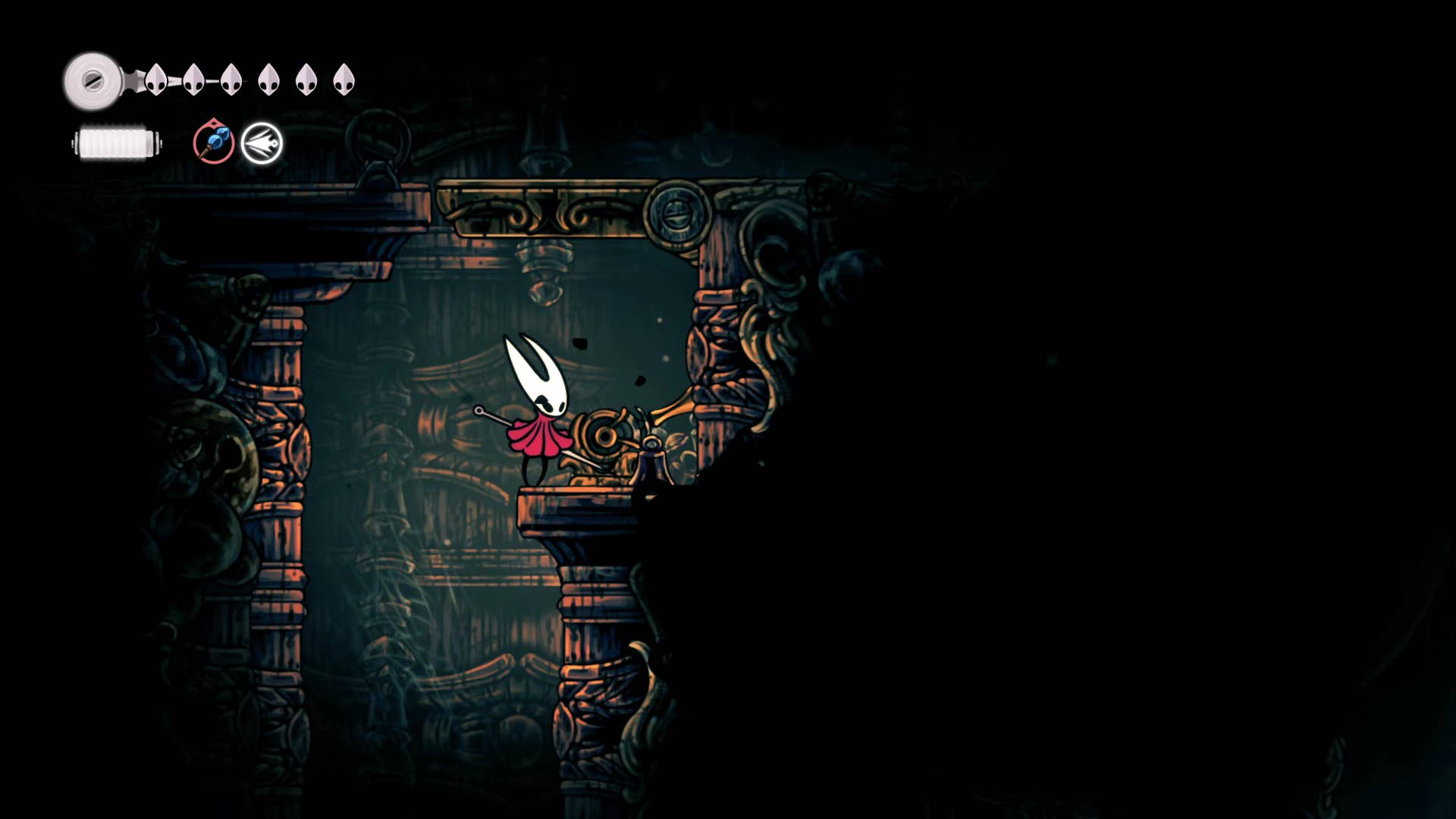 Screenshot of Hollow Knight: Silksong showing the path through Bellhart.