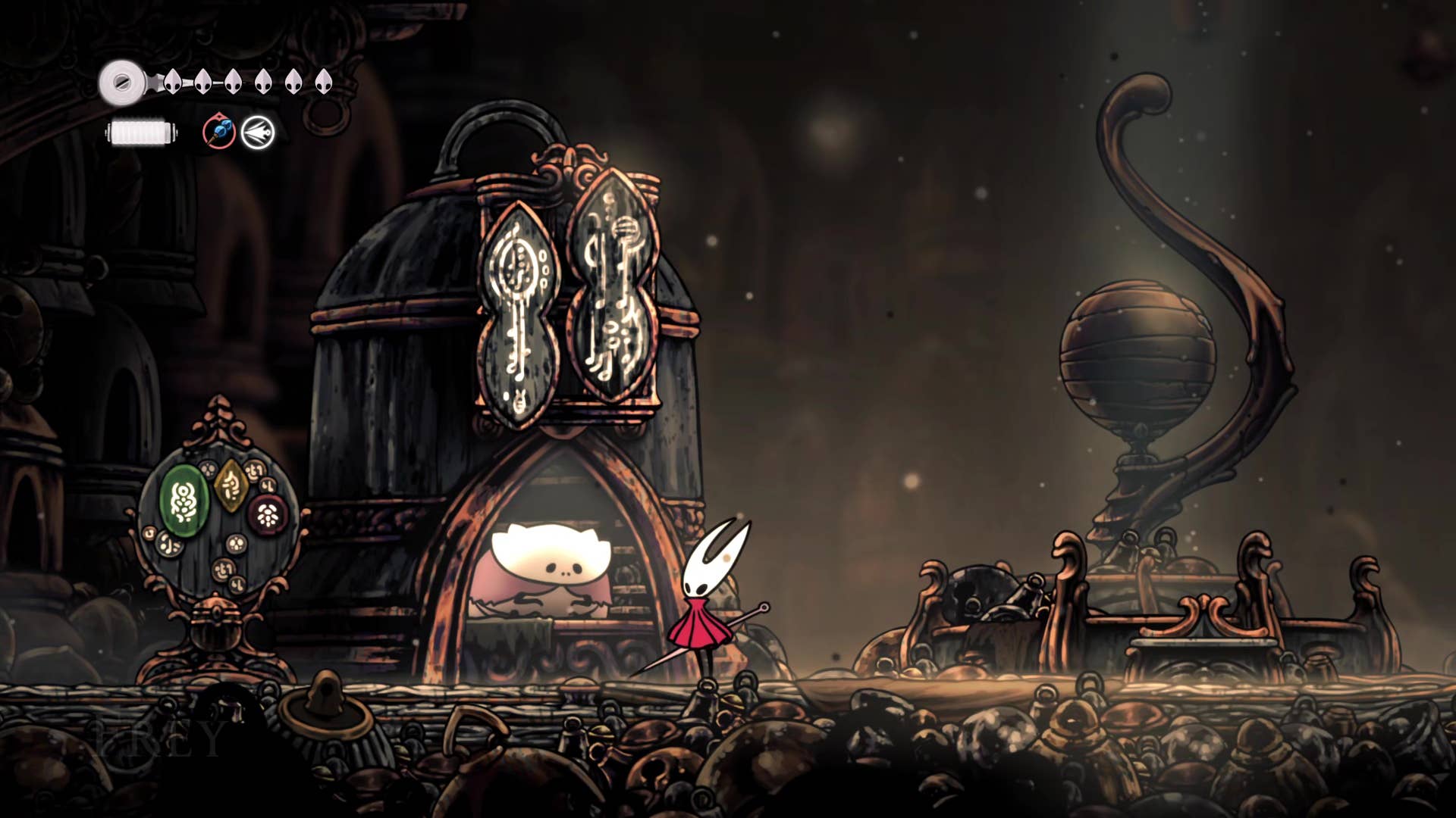 Screenshot of Hollow Knight: Silksong showing the path through Bellhart.