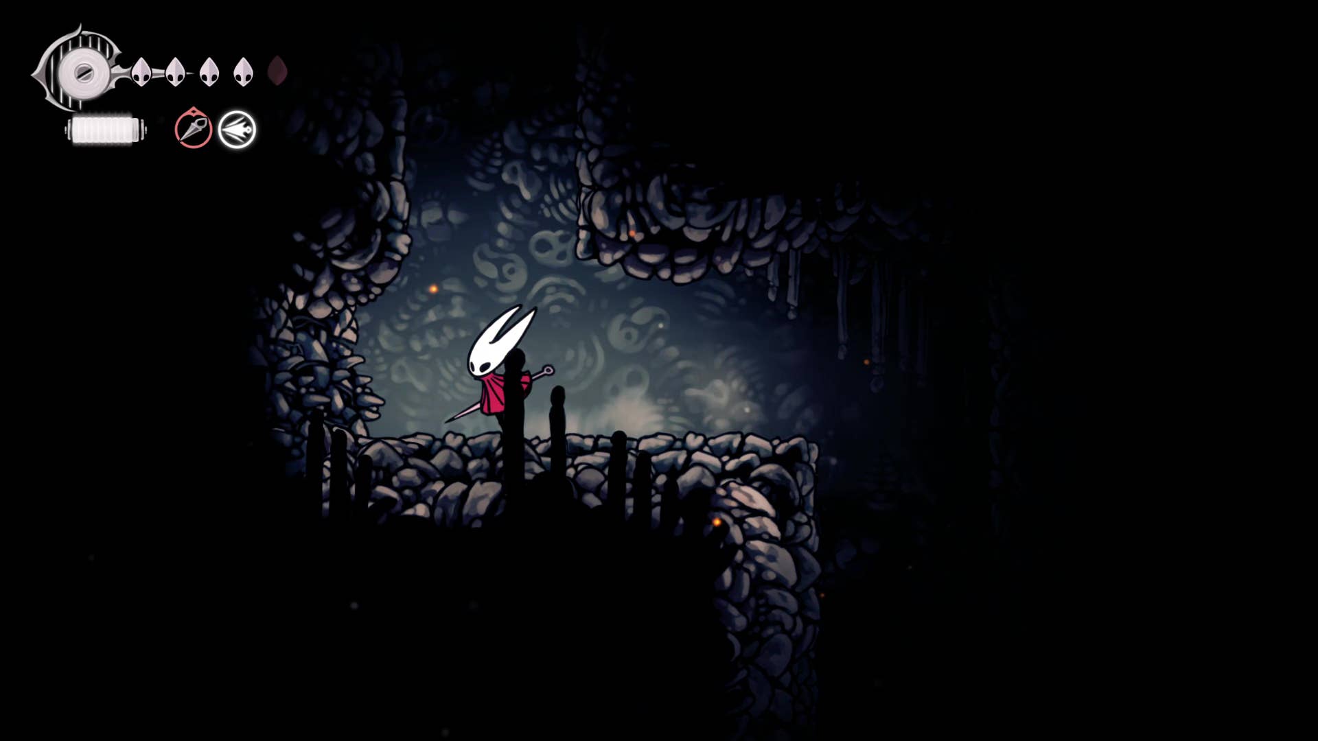 Screenshot of Hollow Knight: Silksong showing paths through various different miscellaneous quest regions in Act 1.
