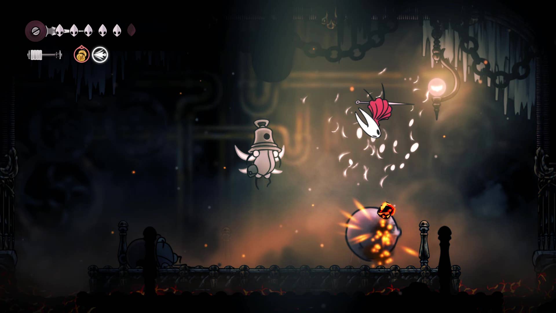 Screenshot of Hollow Knight: Silksong showing paths through various different miscellaneous quest regions in Act 1.