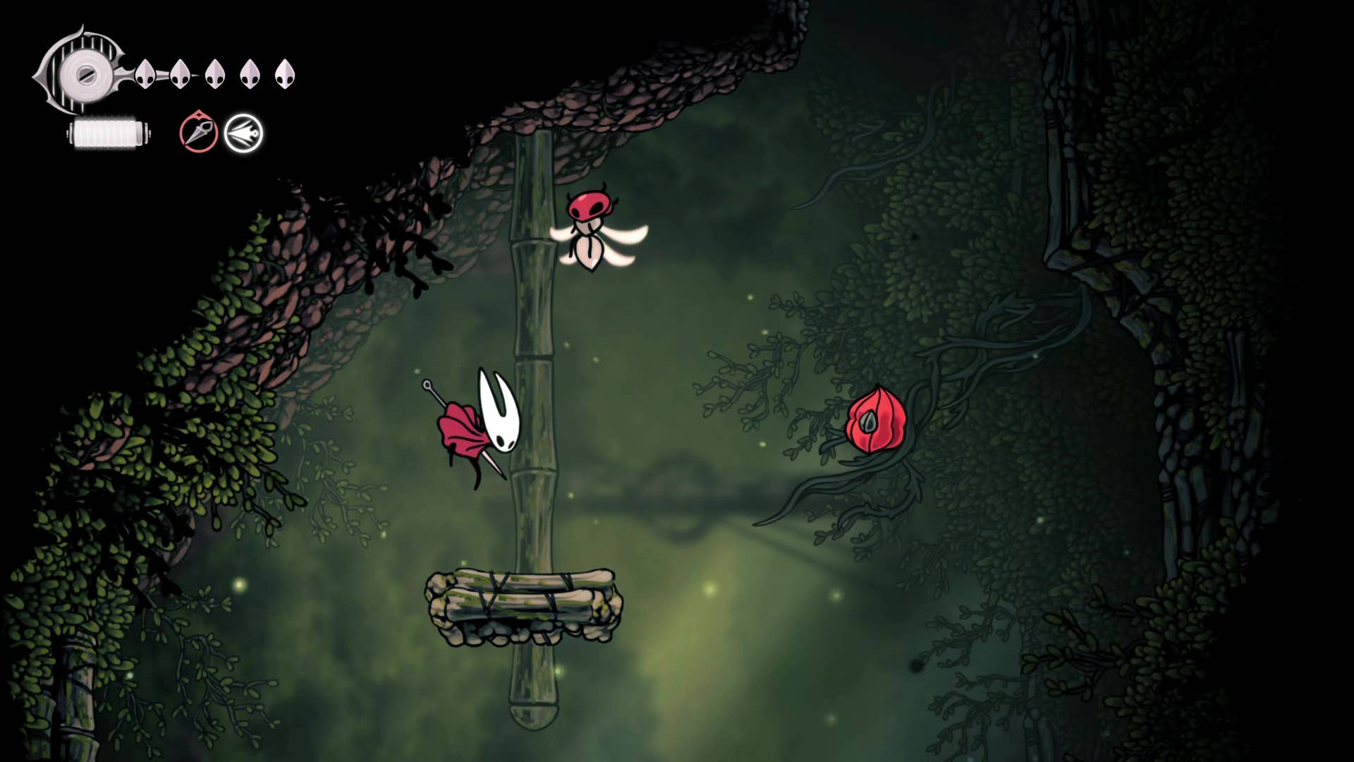 Screenshot of Hollow Knight: Silksong showing paths through various different miscellaneous quest regions in Act 1.