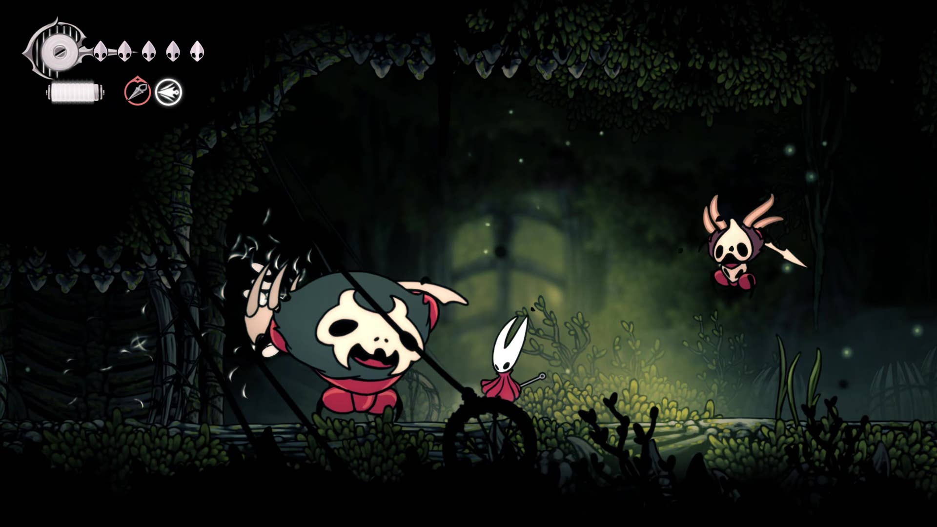 Screenshot of Hollow Knight: Silksong showing paths through various different miscellaneous quest regions in Act 1.