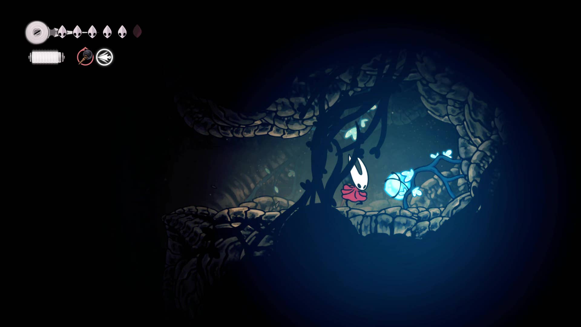 Screenshot of Hollow Knight: Silksong showing paths through various different miscellaneous quest regions in Act 1.
