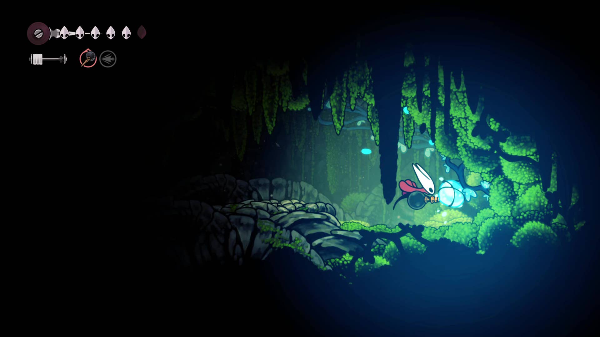 Screenshot of Hollow Knight: Silksong showing paths through various different miscellaneous quest regions in Act 1.