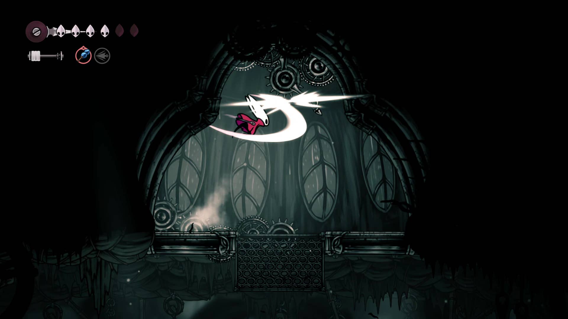 Hollow Knight screenshot: Silkson showing the path through Greymore.