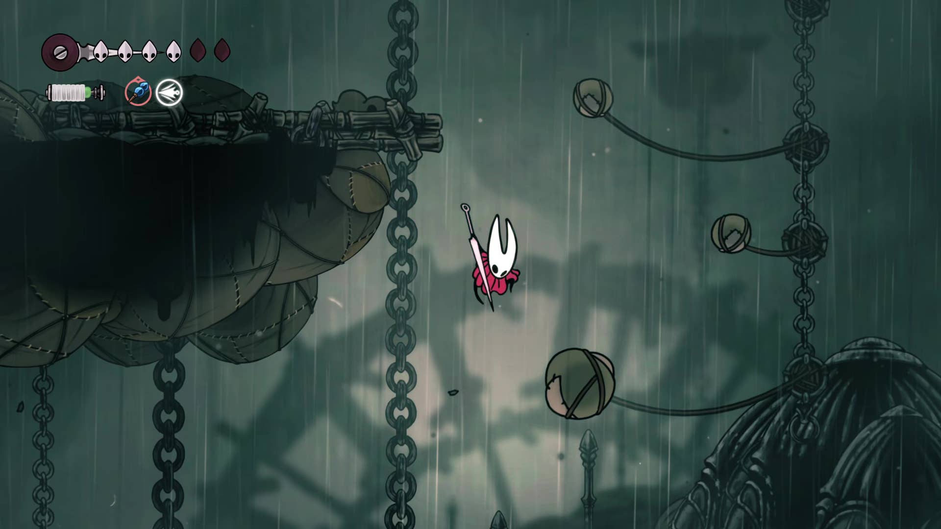 Hollow Knight screenshot: Silkson showing the path through Greymore.