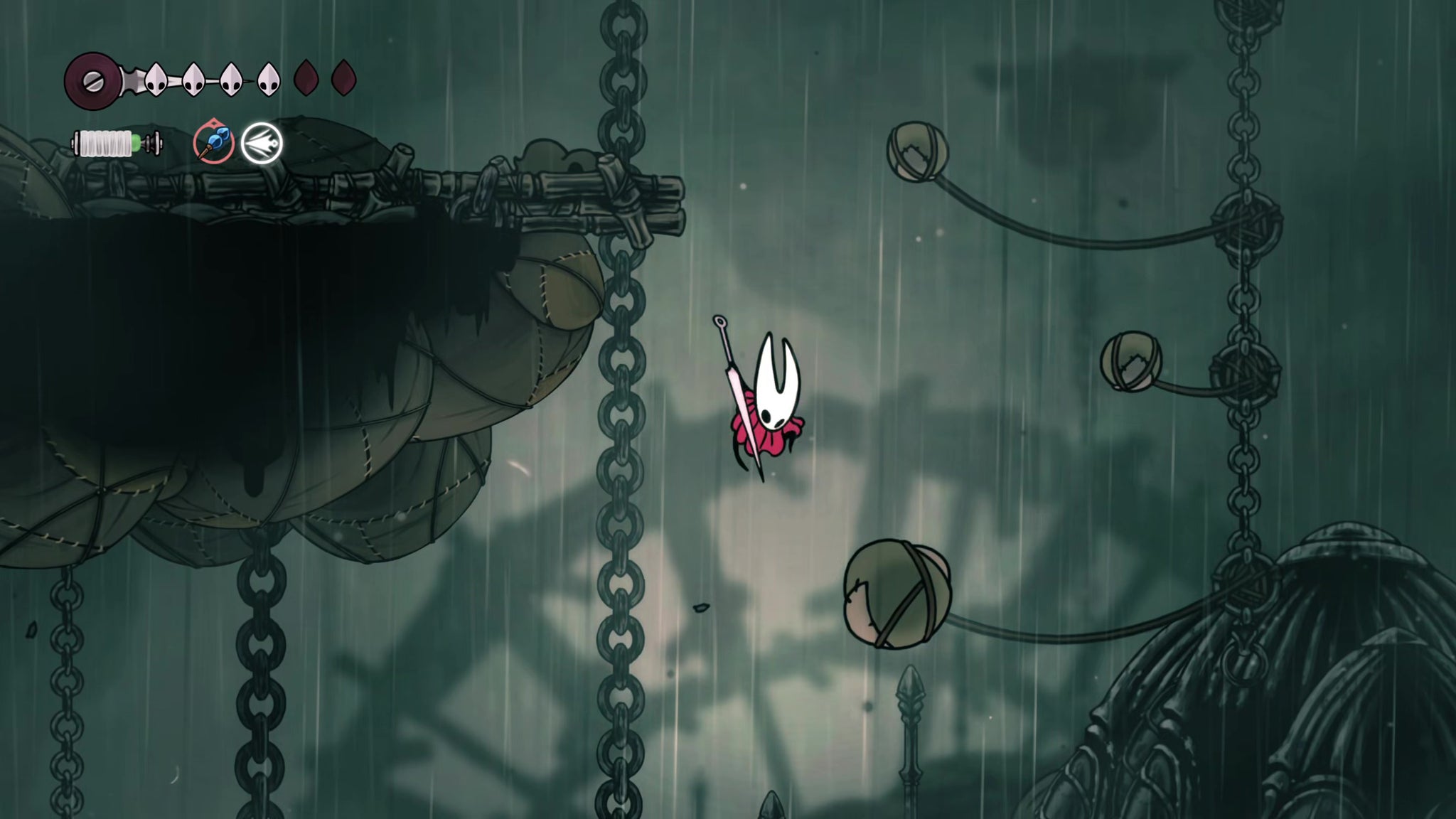 A screenshot of Hollow Knight: Silksong showing the path through Greymoor. - 7