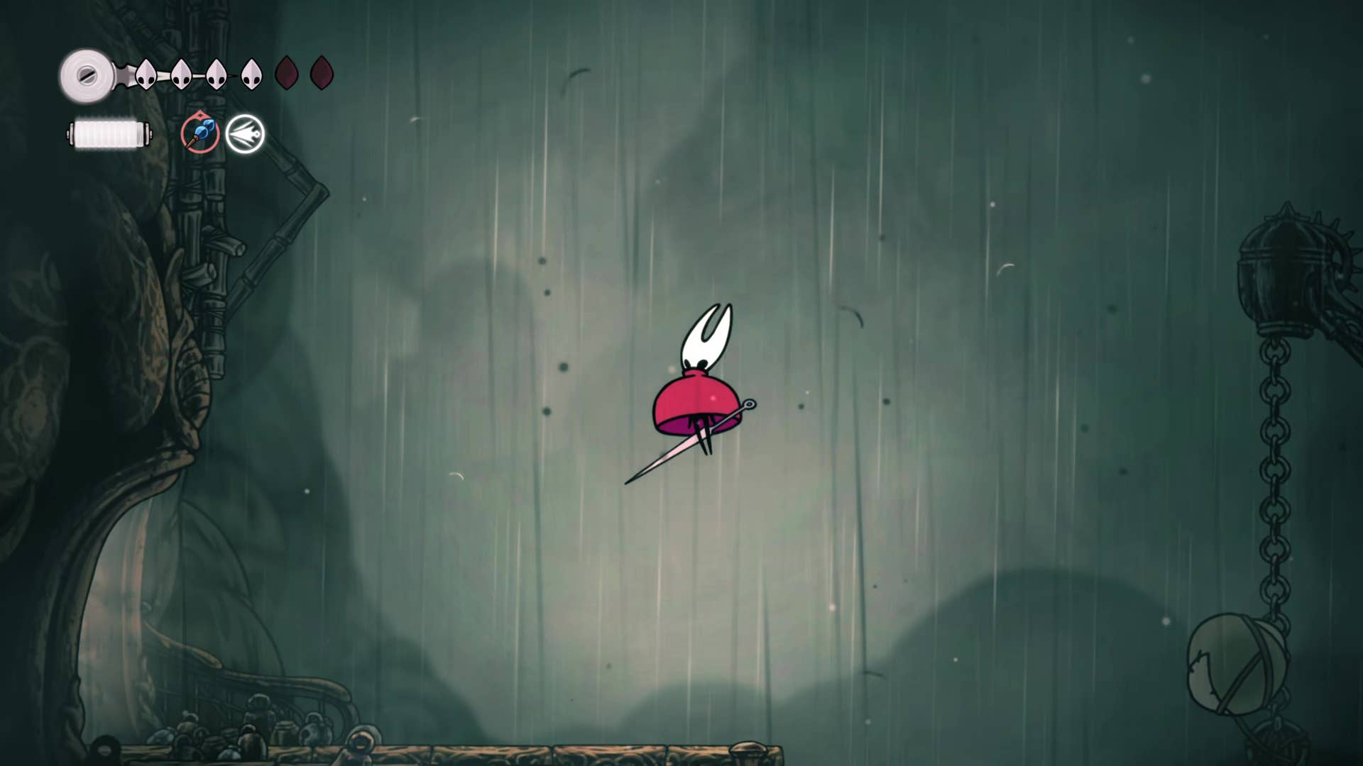 Hollow Knight screenshot: Silkson showing the path through Greymore.
