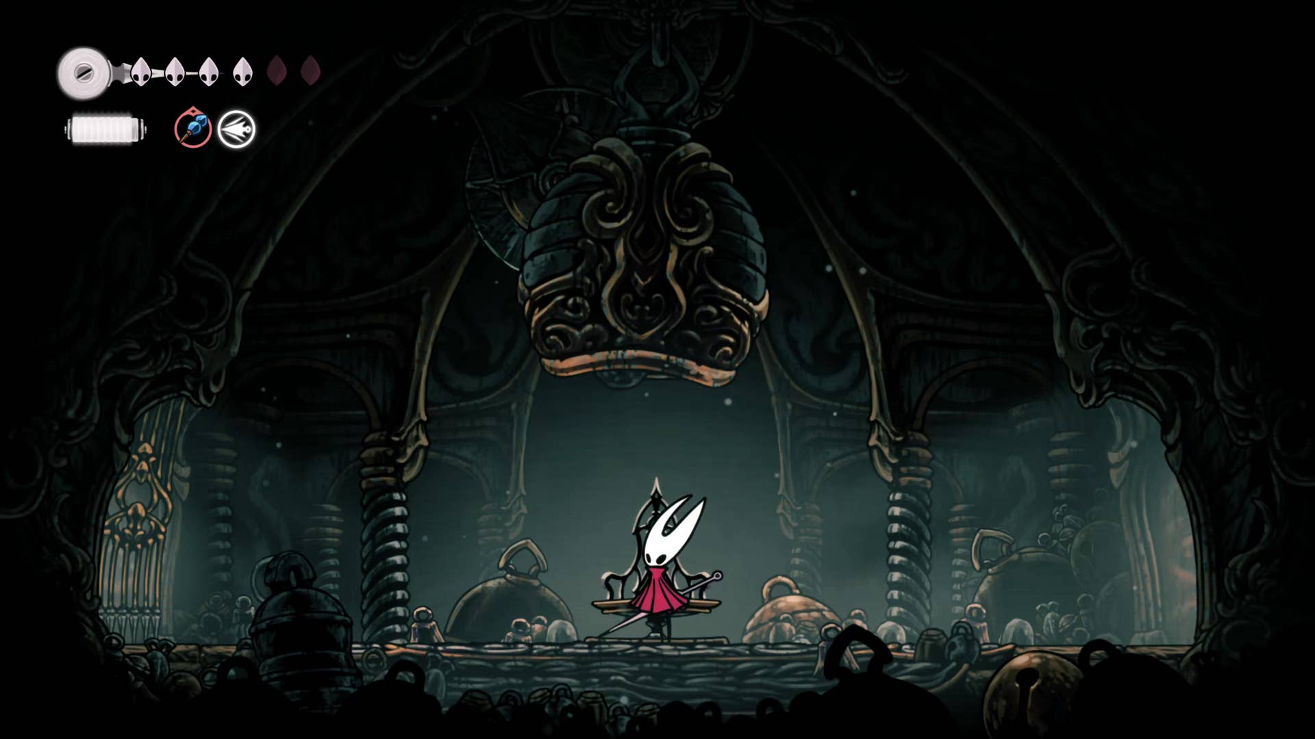 Hollow Knight screenshot: Silkson showing the path through Greymore.