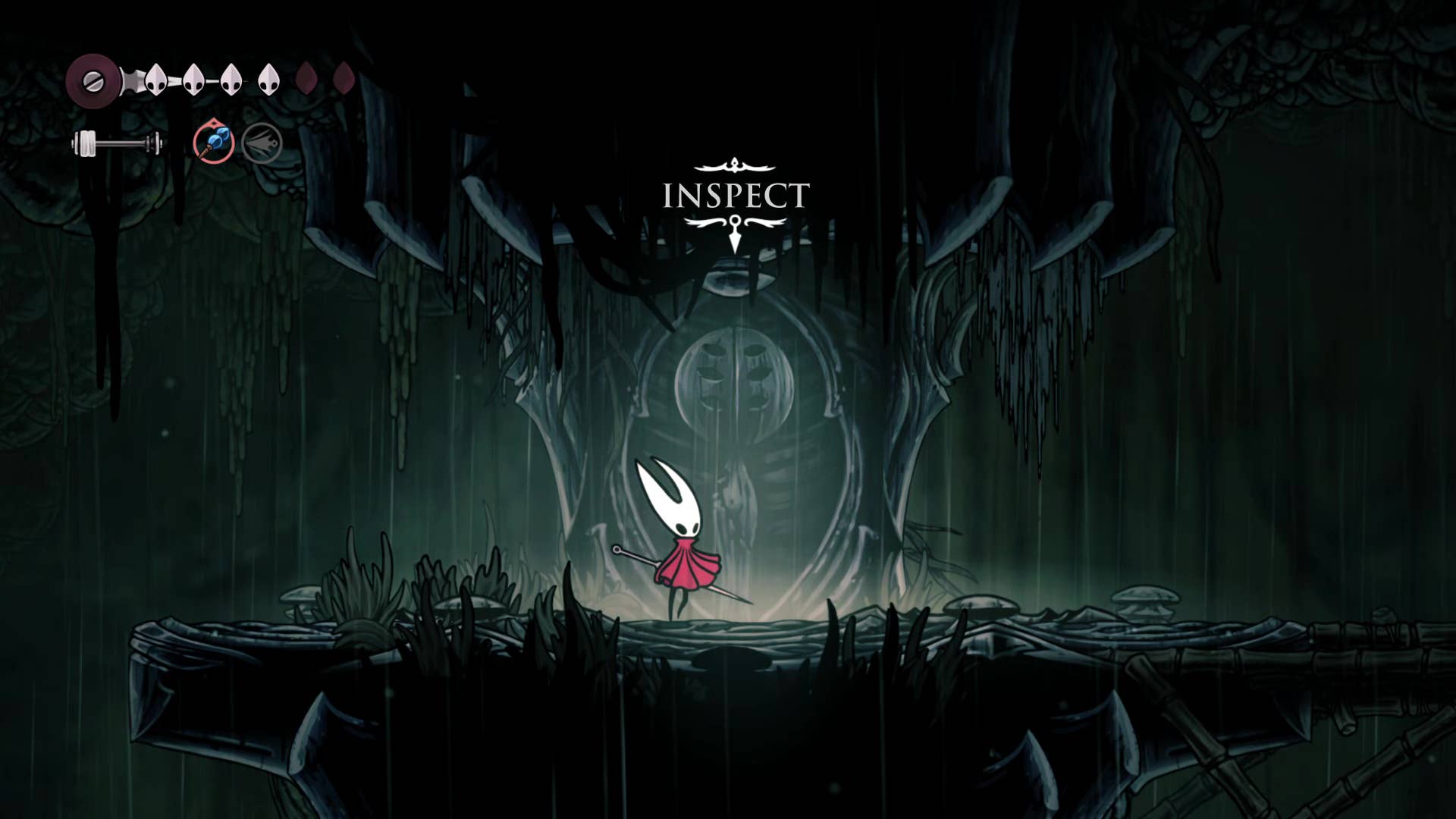 Hollow Knight screenshot: Silkson showing the path through Greymore.