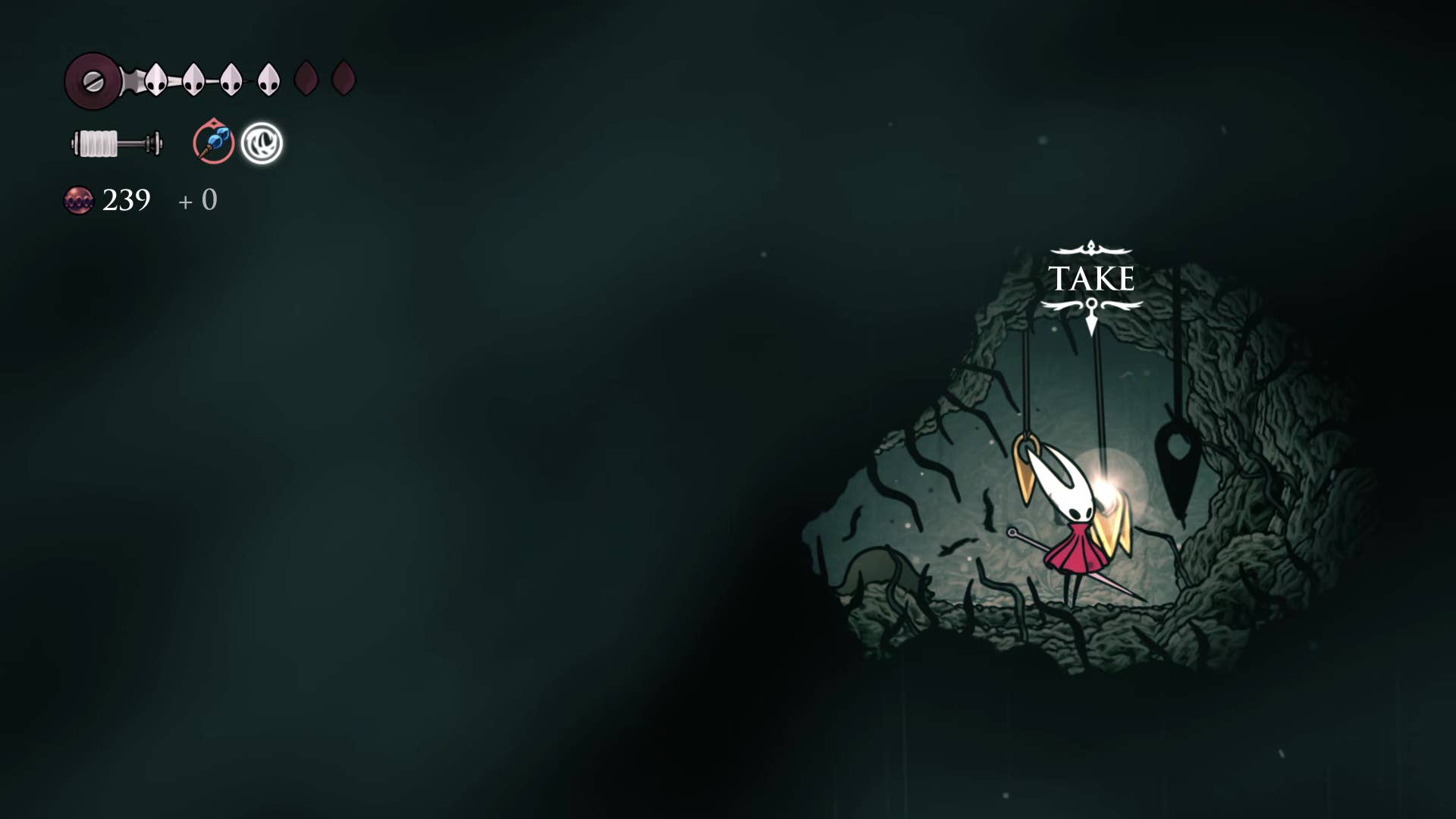 Hollow Knight screenshot: Silkson showing the path through Greymore.