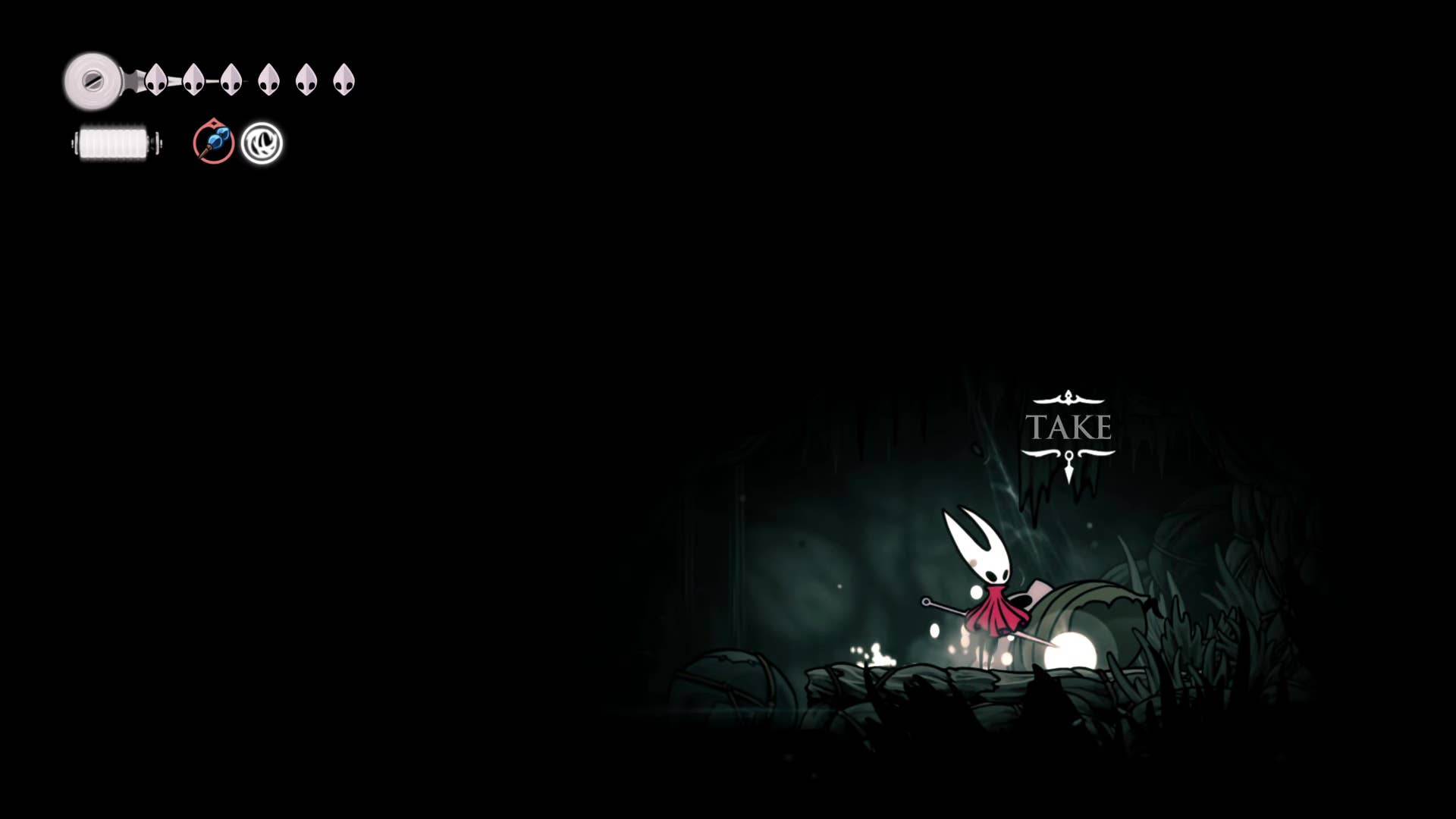 Hollow Knight screenshot: Silkson showing the path through Greymore.