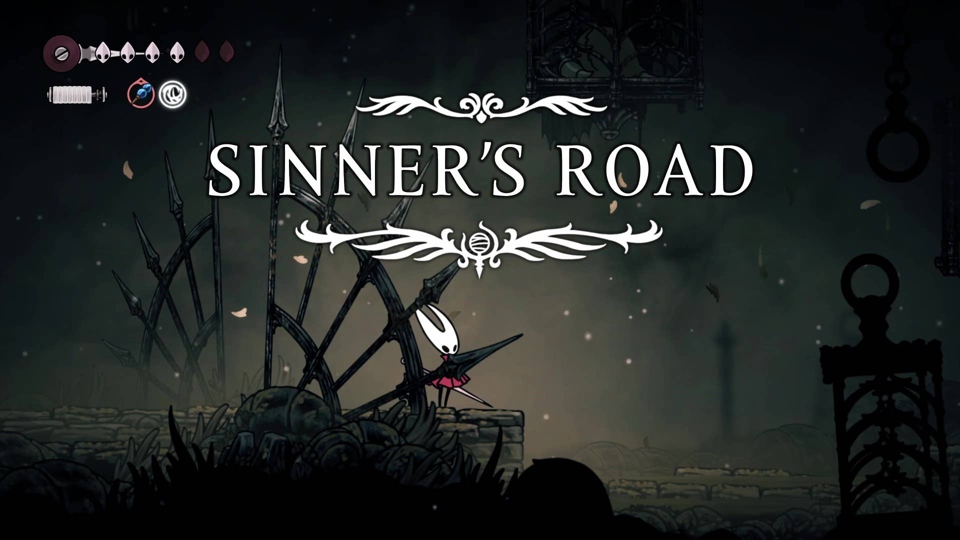 Hollow Knight screenshot: Silkson showing the path through Greymore.