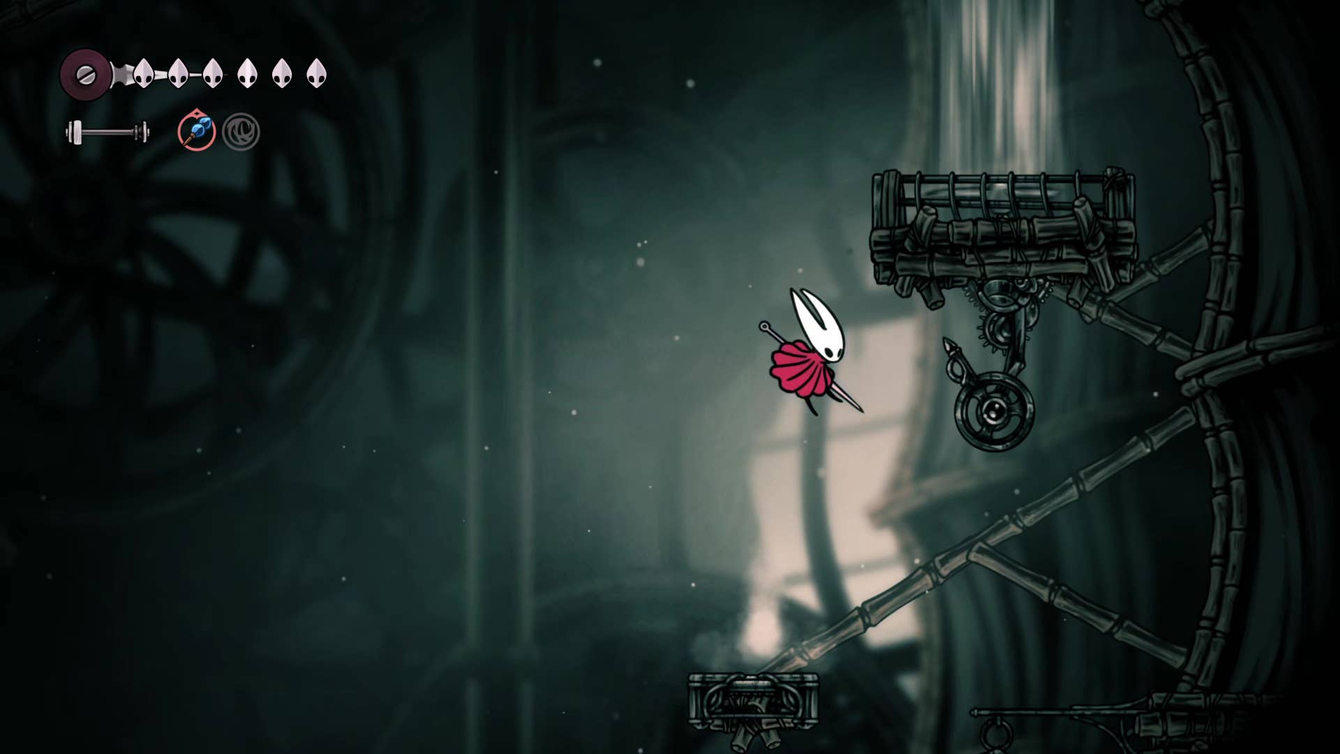 Hollow Knight screenshot: Silkson showing the path through Greymore.
