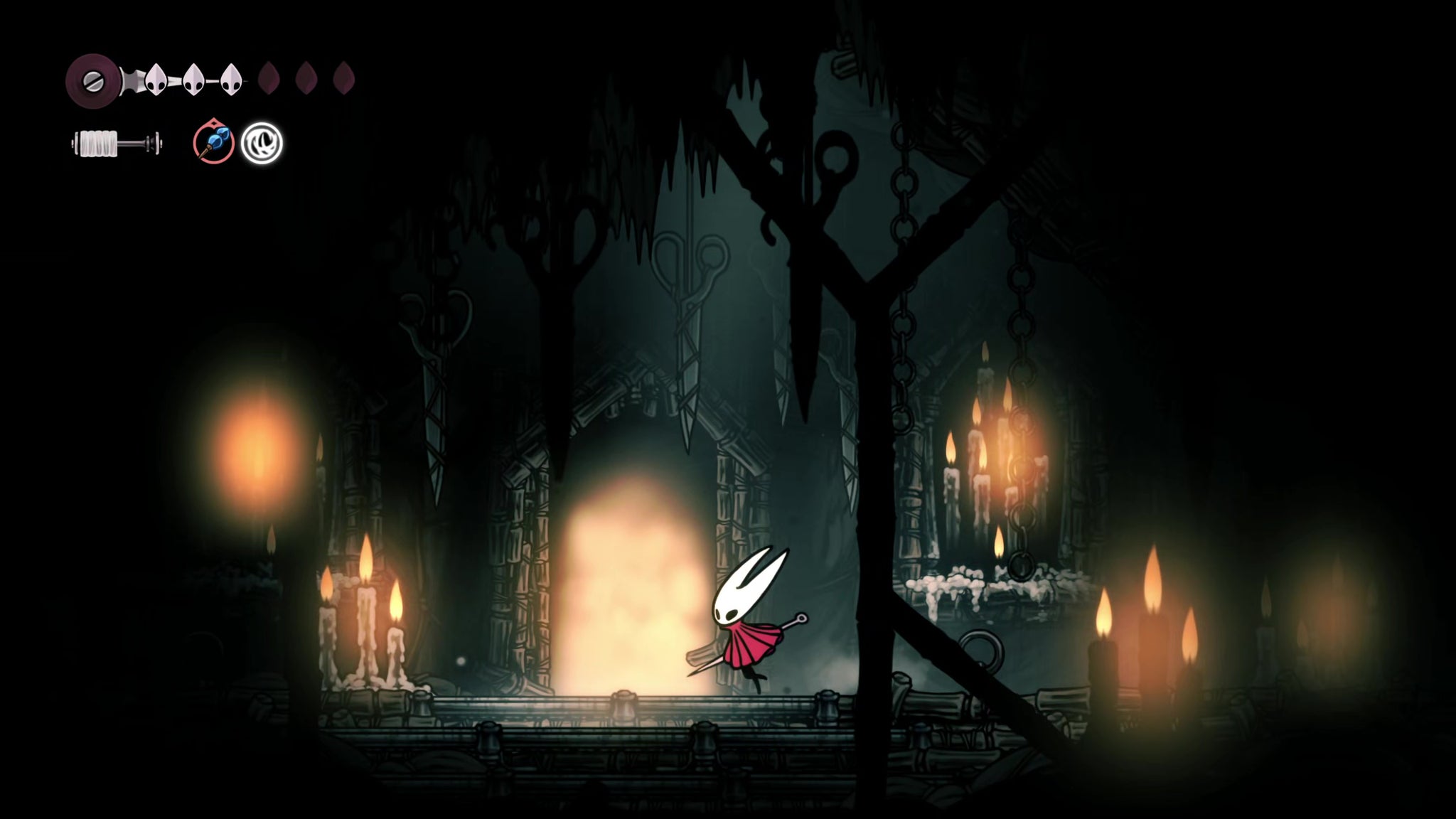 A screenshot of Hollow Knight: Silksong showing the path through Greymoor. - 58