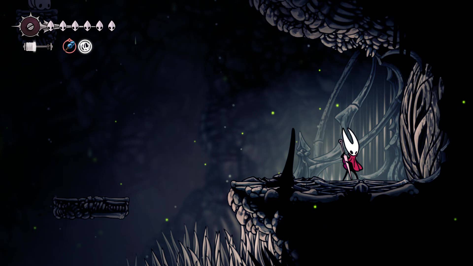 Hollow Knight screenshot: Silkson shows the path through Weavenest Atla.