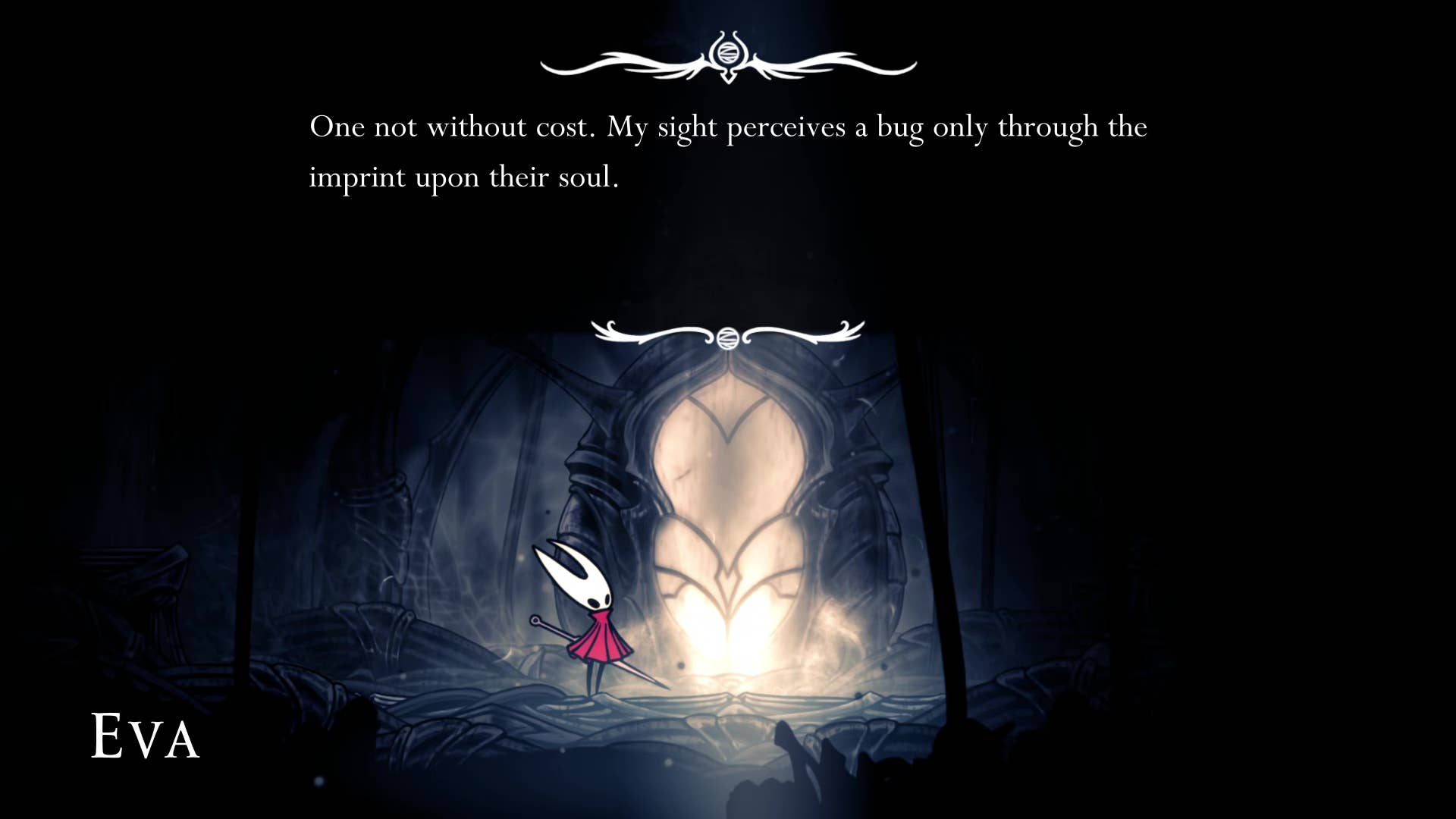 Hollow Knight screenshot: Silkson shows the path through Weavenest Atla.