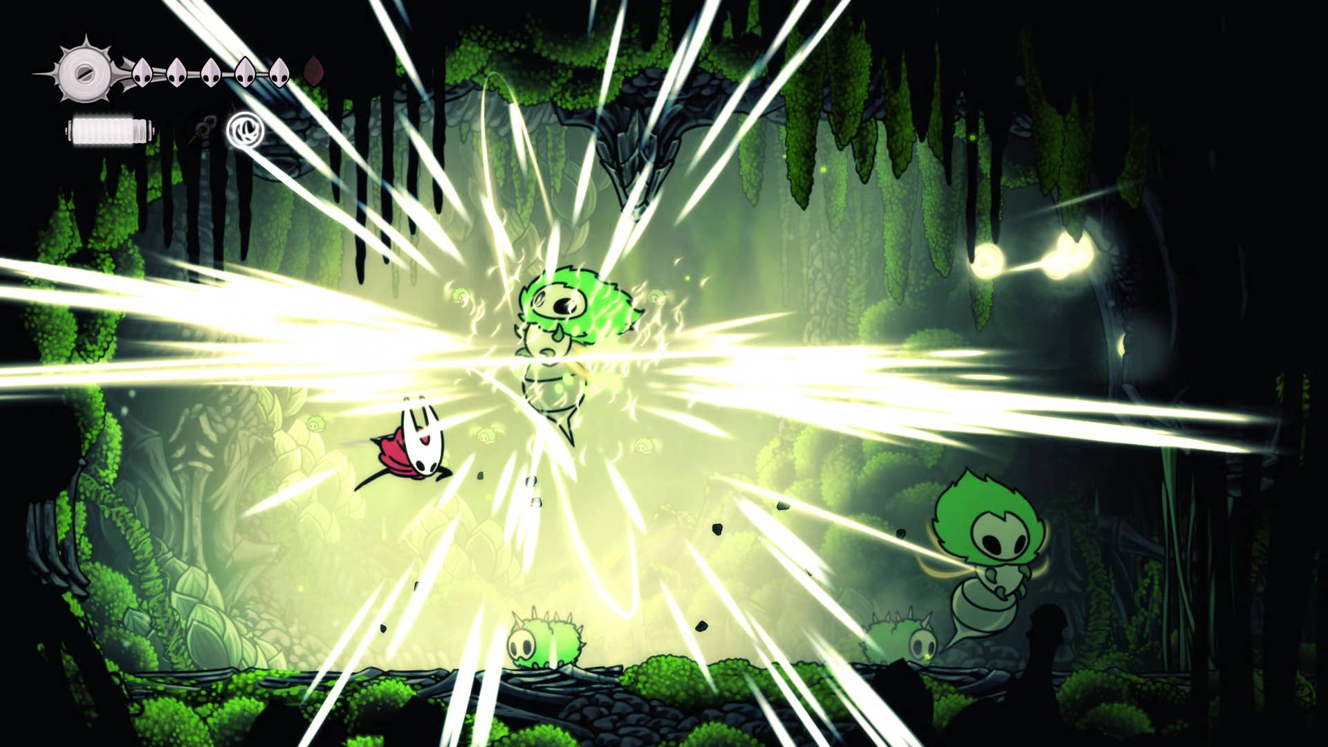 Hollow Knight screenshot: Silkson shows the path through Weavenest Atla.