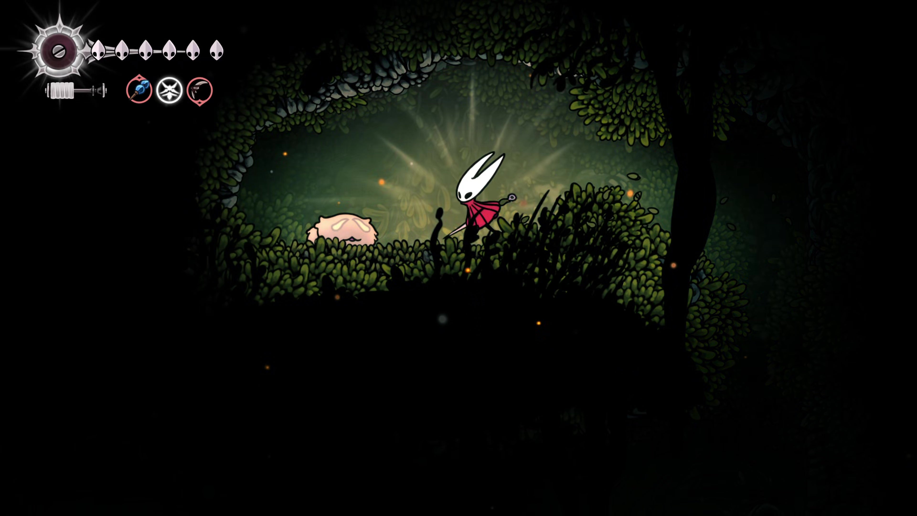 A screenshot of Hollow Knight: Silksong showing the path through Far Fields. - 23