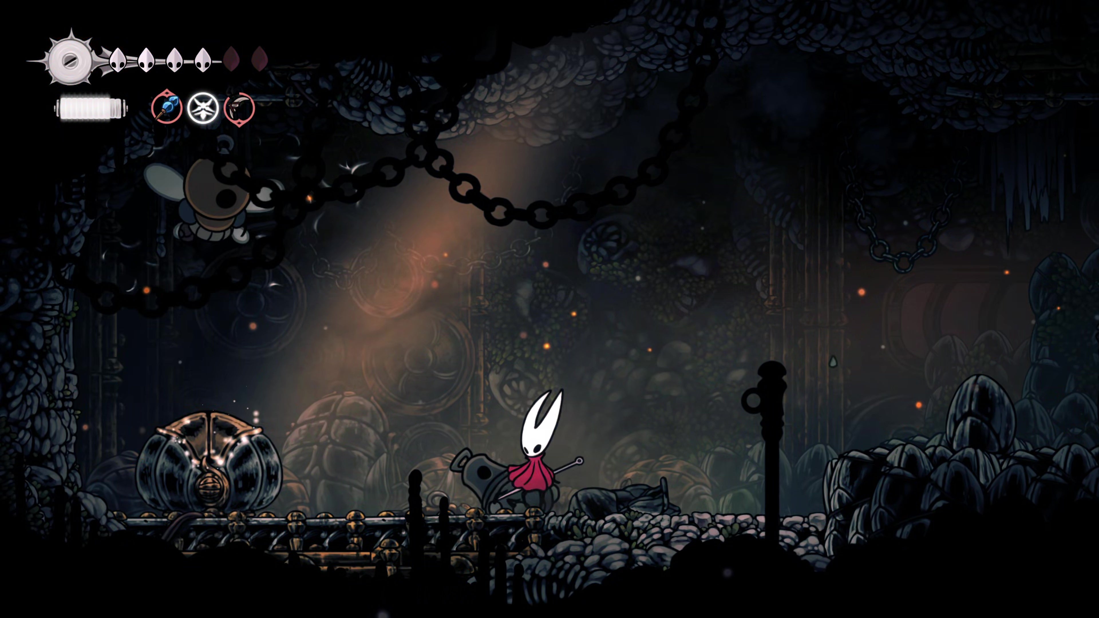 A screenshot of Hollow Knight: Silksong showing the path through Far Fields. - 29