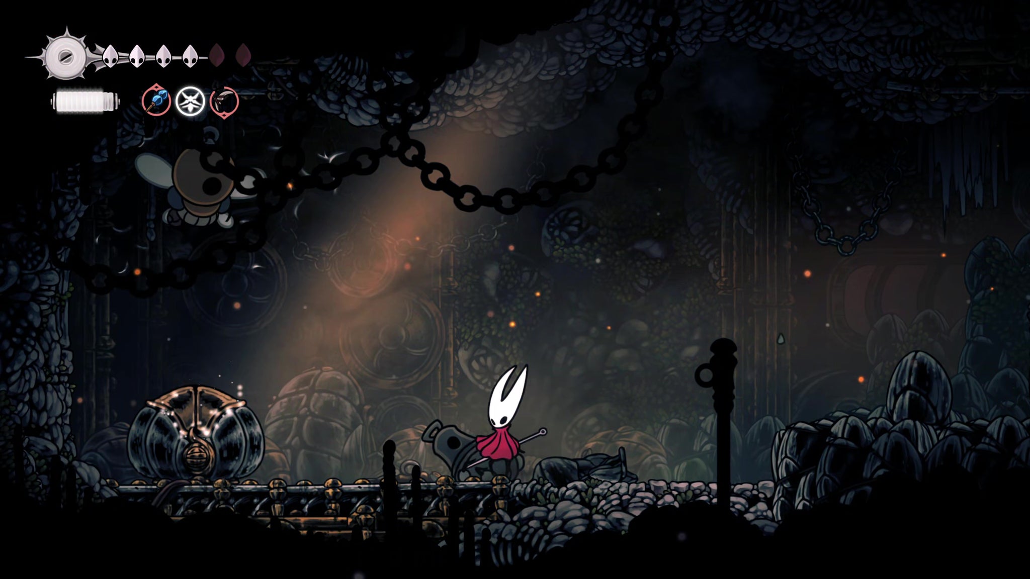 A screenshot of Hollow Knight: Silksong showing the path through Far Fields. - 29
